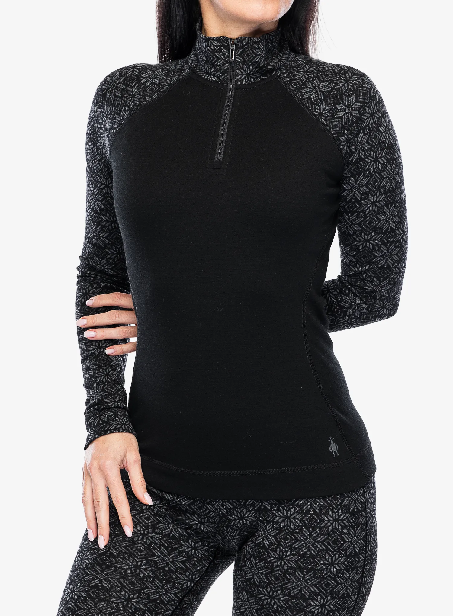 Ženska termo flis jopa Smartwool Classic Thermal Merino BL 1/4 Zip Boxed - blk digi snow