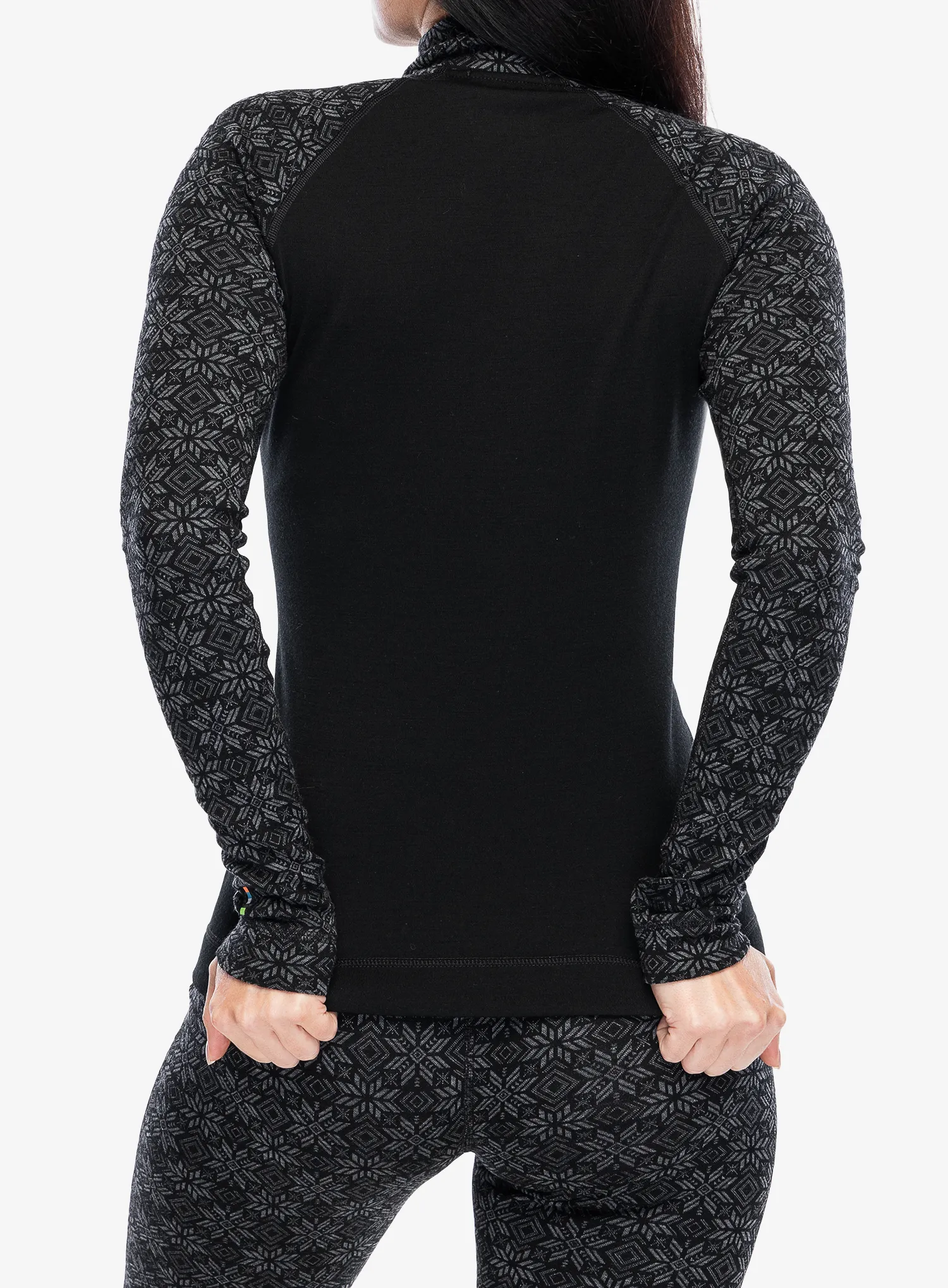 Ženska termo flis jopa Smartwool Classic Thermal Merino BL 1/4 Zip Boxed - blk digi snow