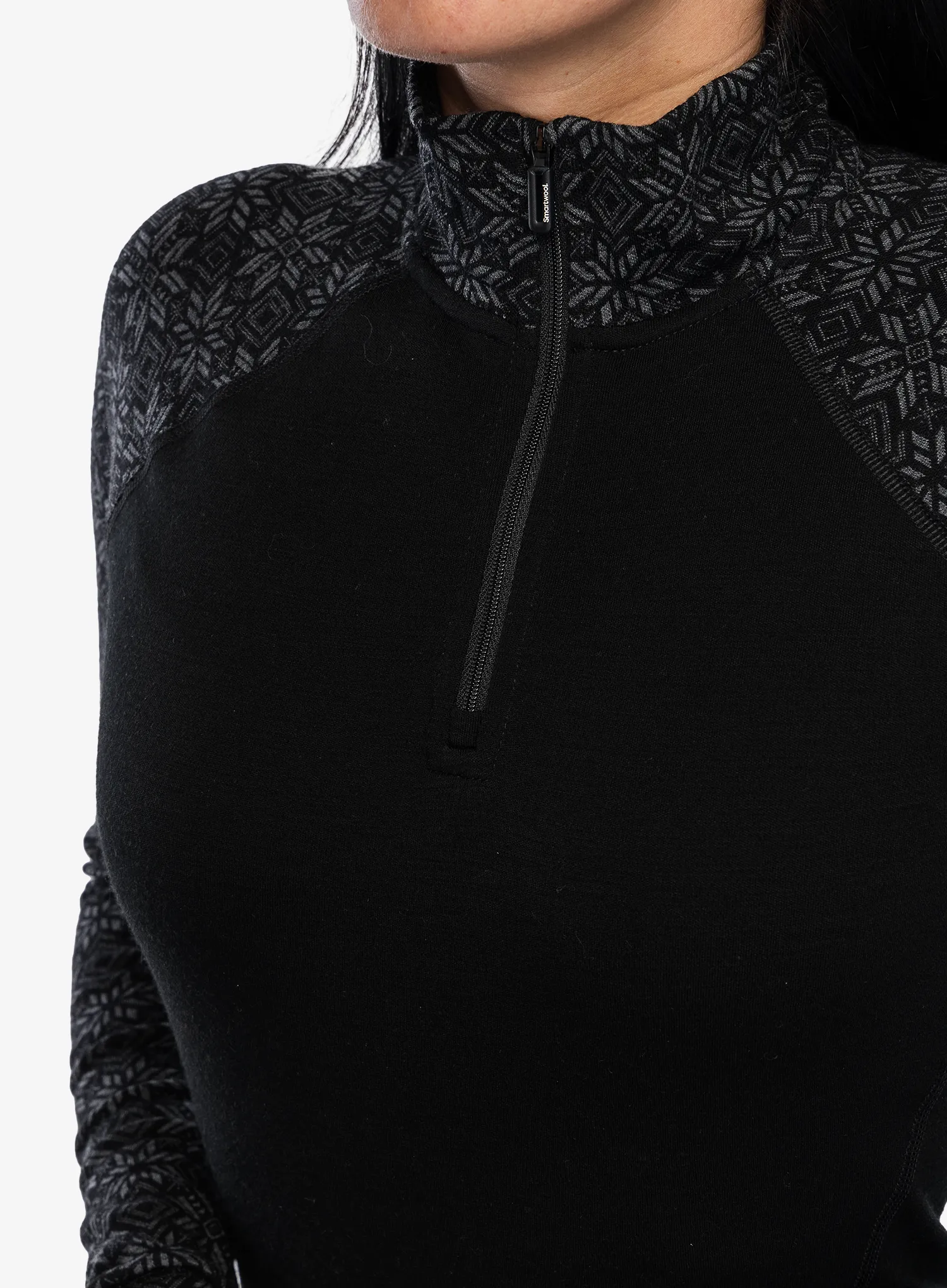 Ženska termo flis jopa Smartwool Classic Thermal Merino BL 1/4 Zip Boxed - blk digi snow