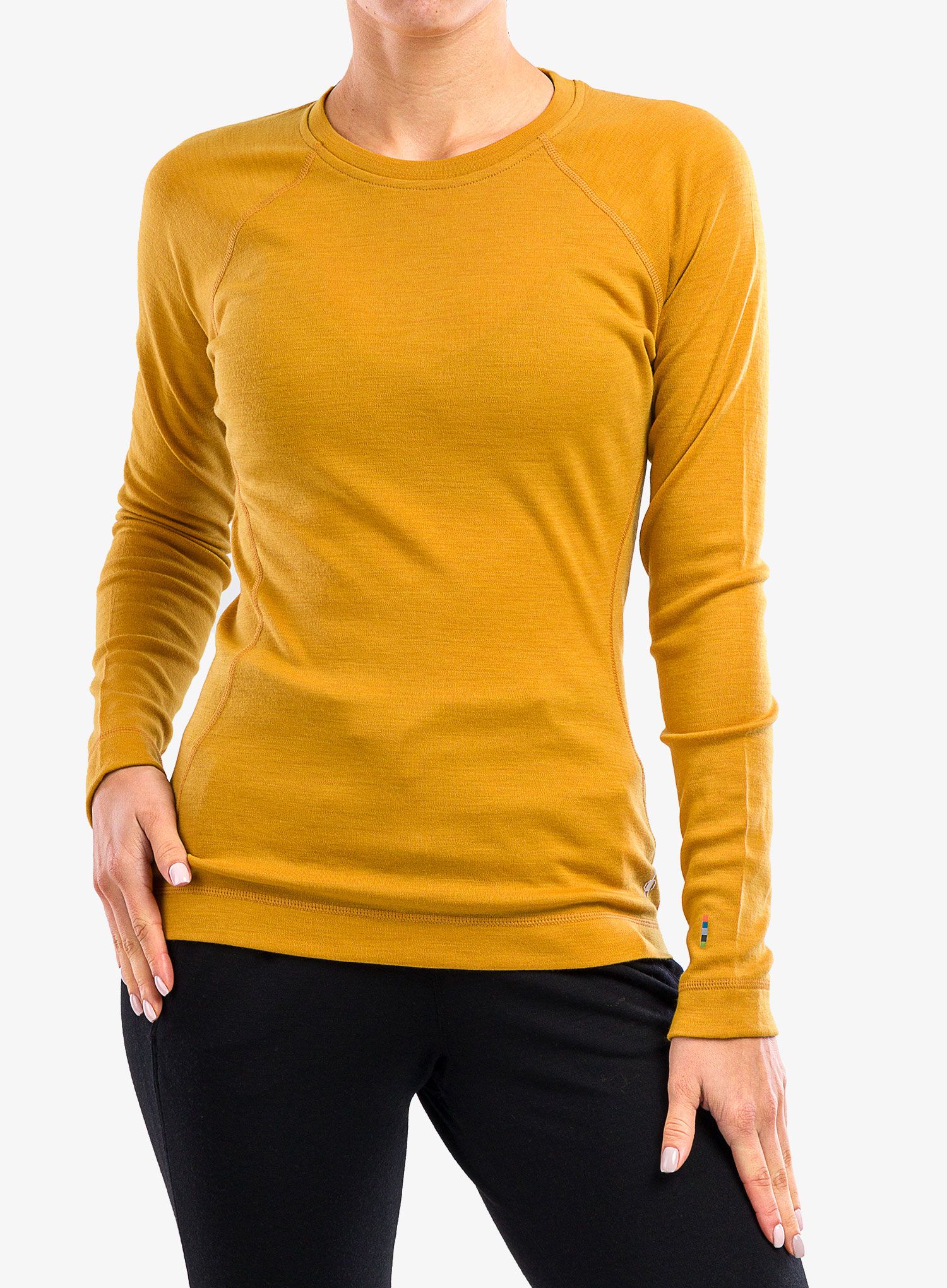 Ženska jopica Smartwool Classic Thermal Merino Base Layer Crew Boxed - honey gold heather