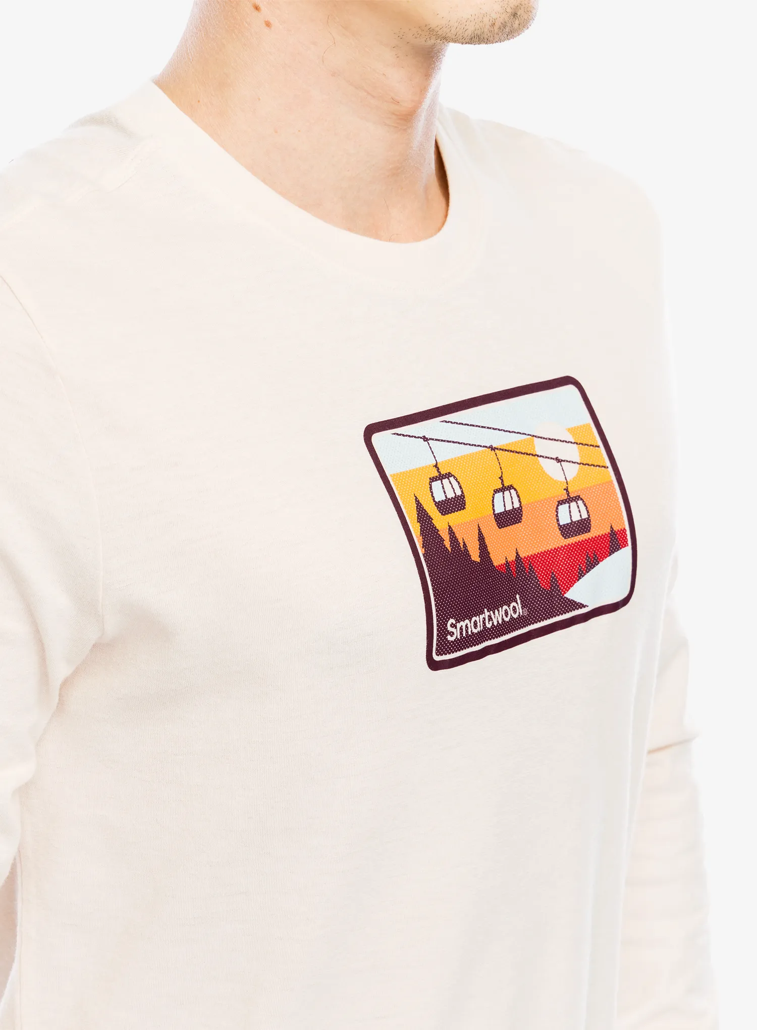Puloverji brez kapuce Smartwool Gondola Ride Graphic Long Sleeve Tee - almond