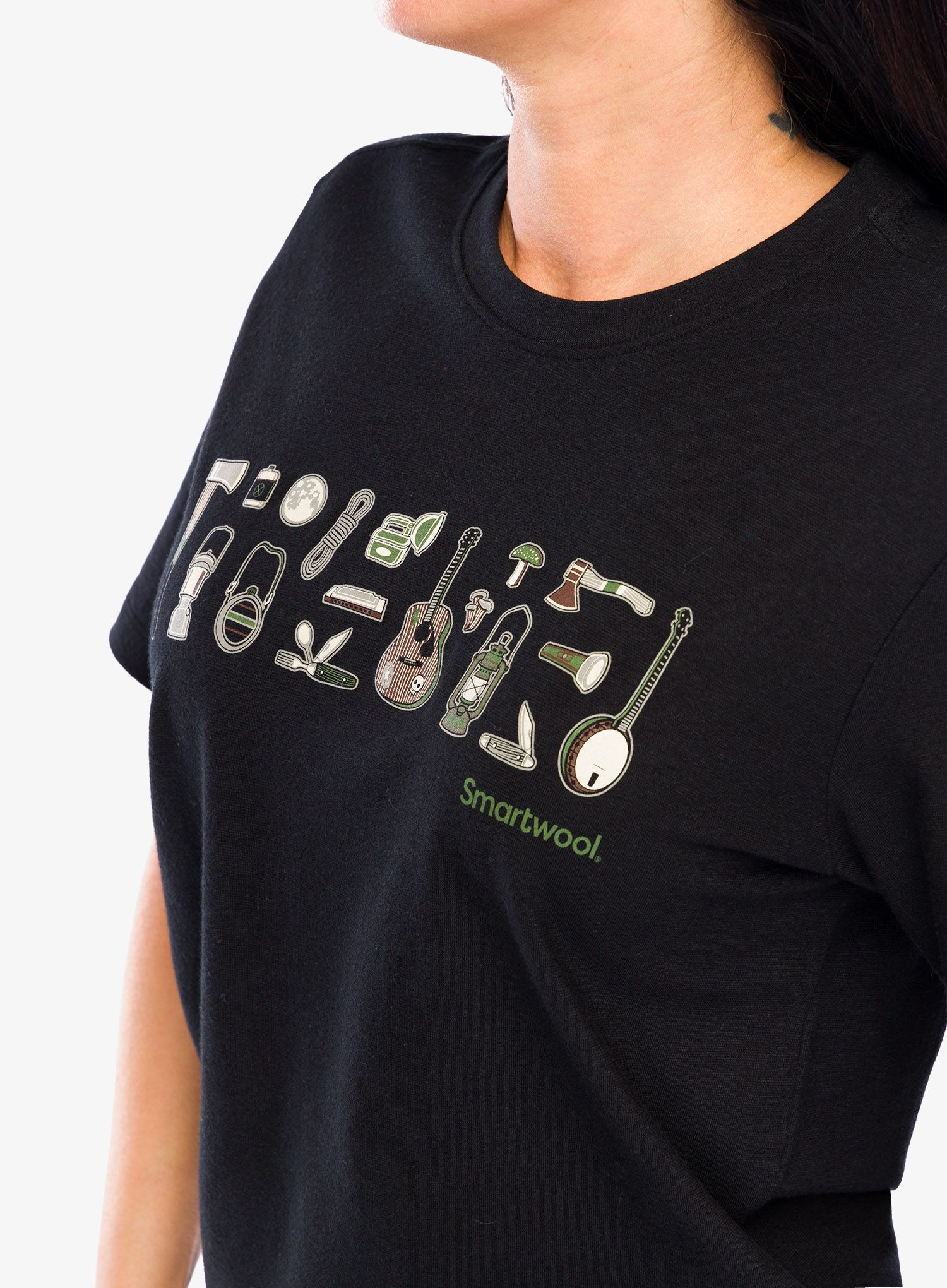 Merino majica Smartwool Gone Camping Graphic Short Sleeve Tee  - black