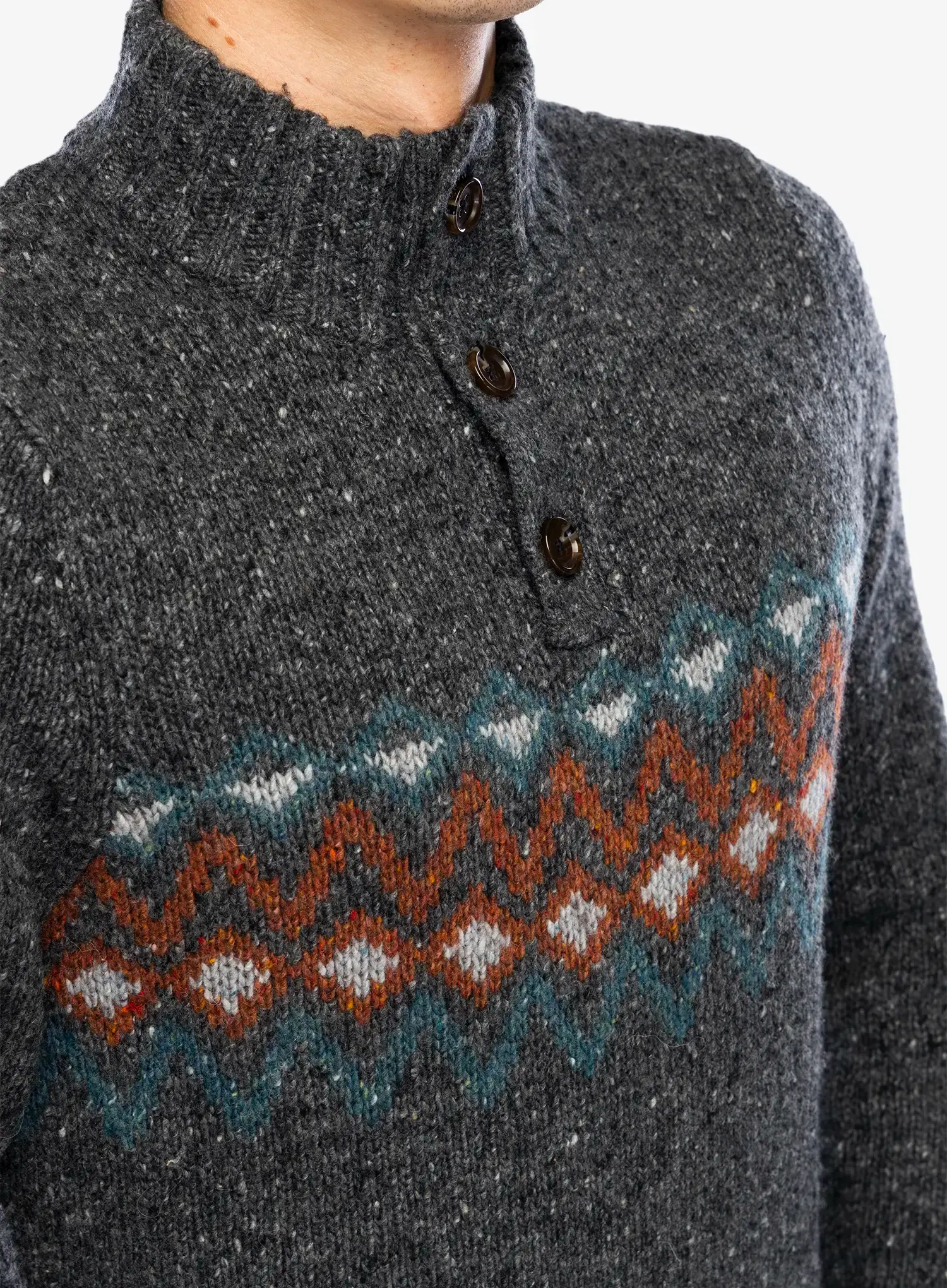 Volnen pulover Smartwool Heavy Henley Sweater - charcoal heather