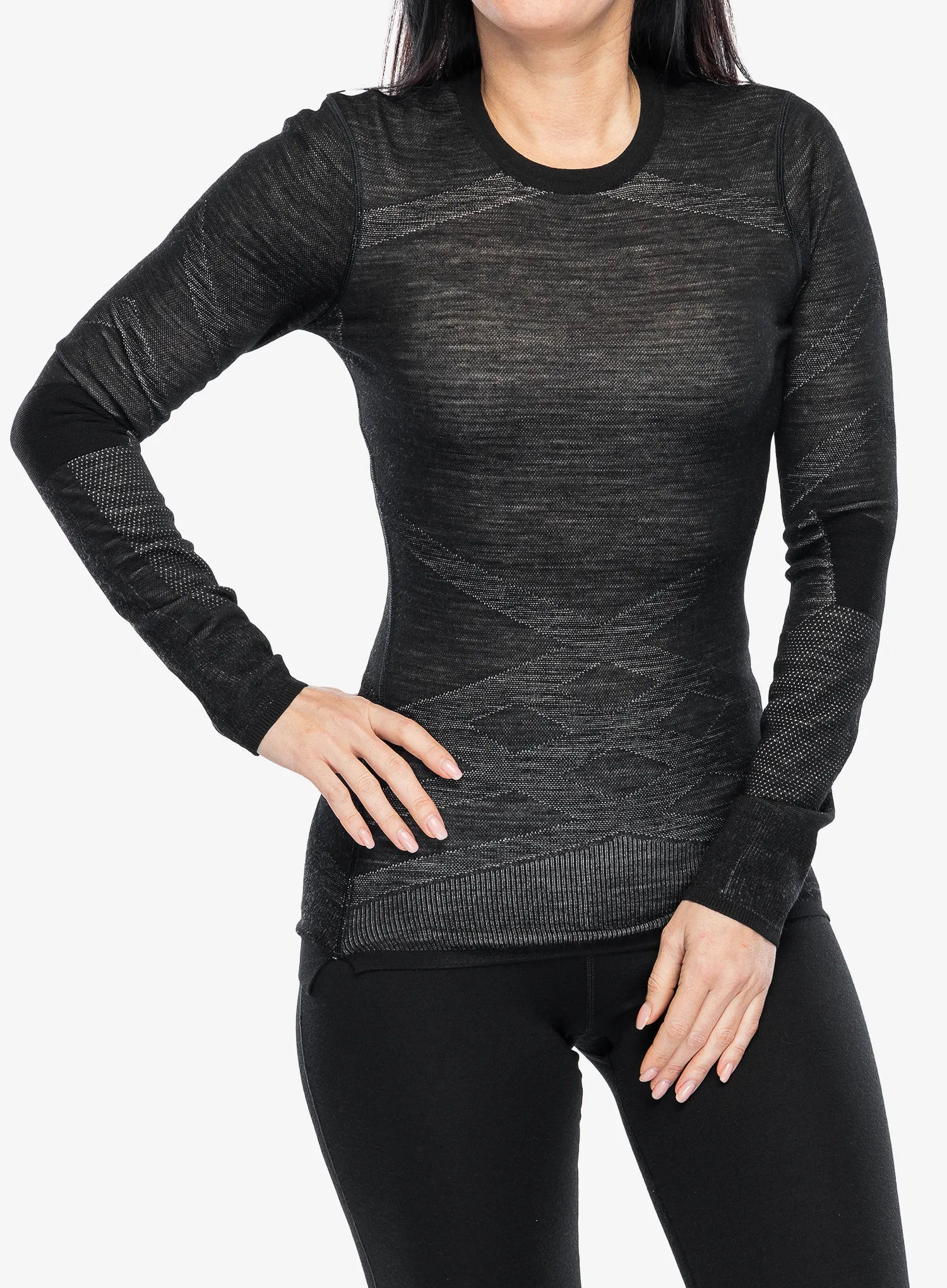 Ženska jopica Smartwool Intraknit Merino 200 Crew - black/white