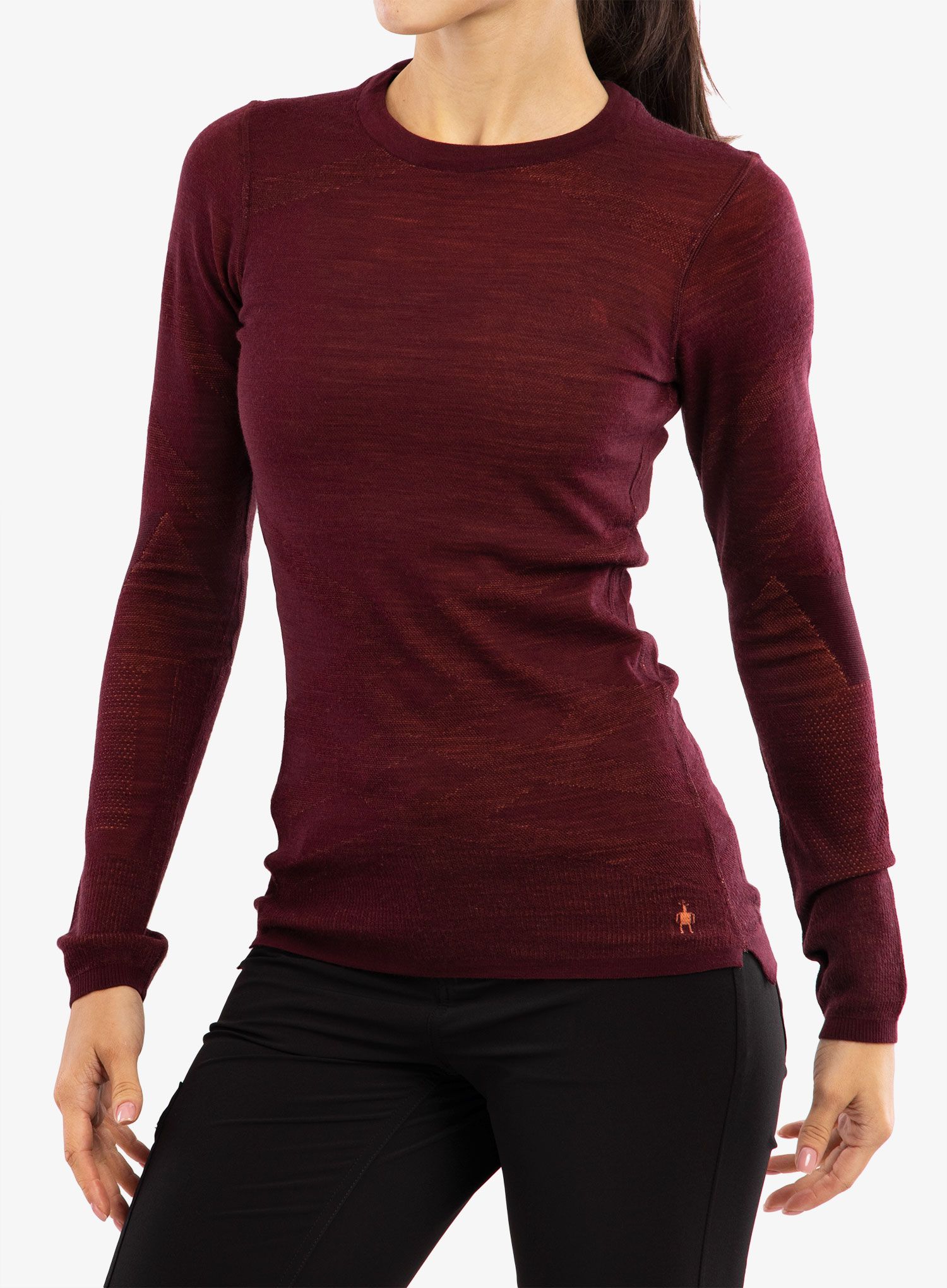 Ženska termo flis jopa Smartwool Intraknit Merino Crew - black cherry