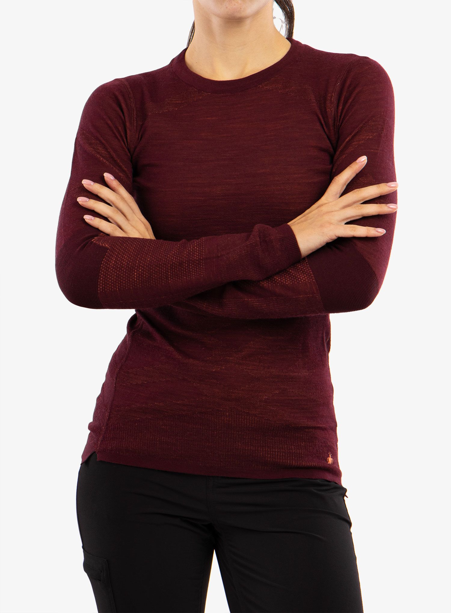 Ženska termo flis jopa Smartwool Intraknit Merino Crew - black cherry