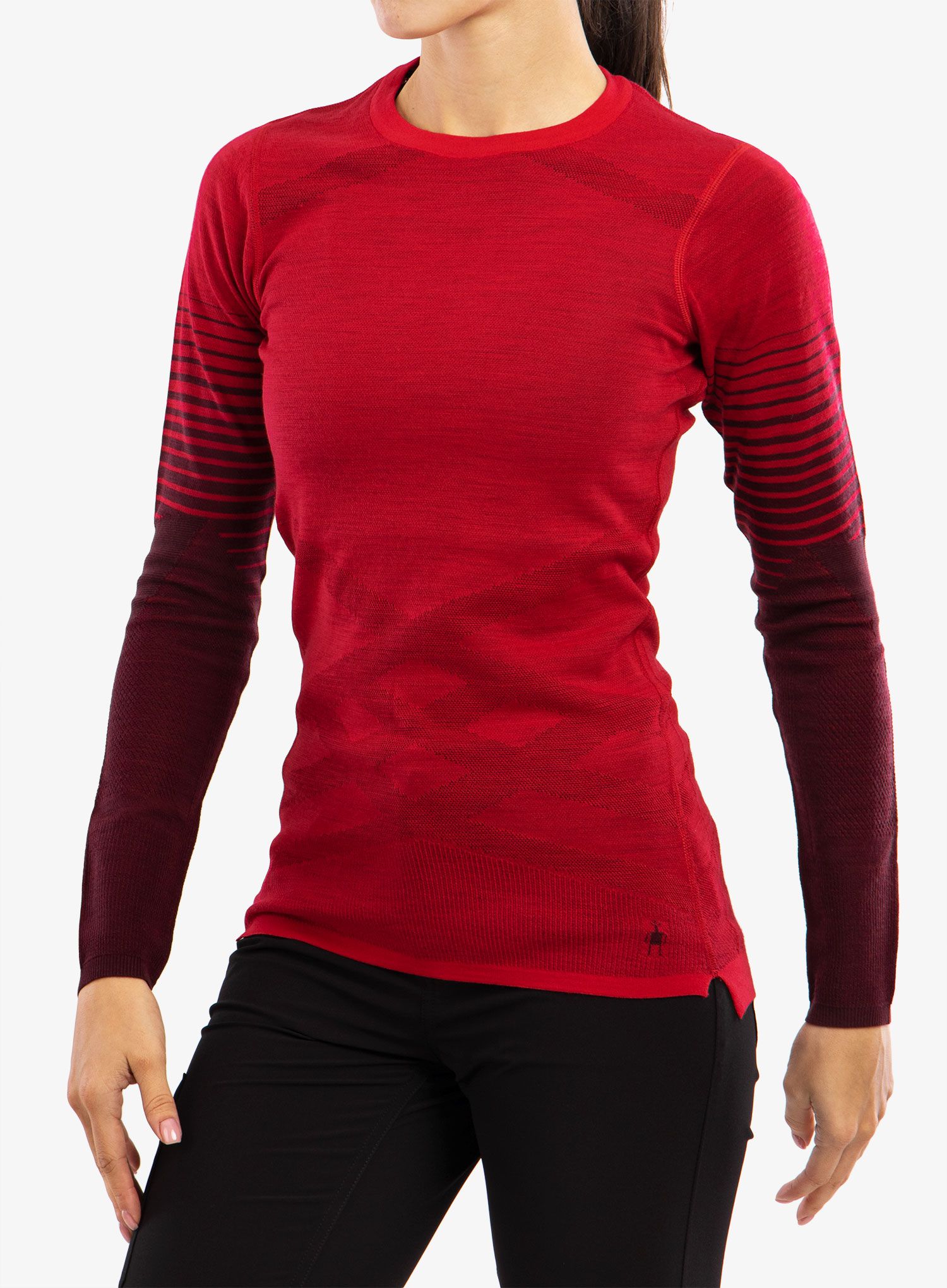 Ženska jopica Smartwool Intraknit Thermal Merino Base Layer Pattern Crew - pomegranate
