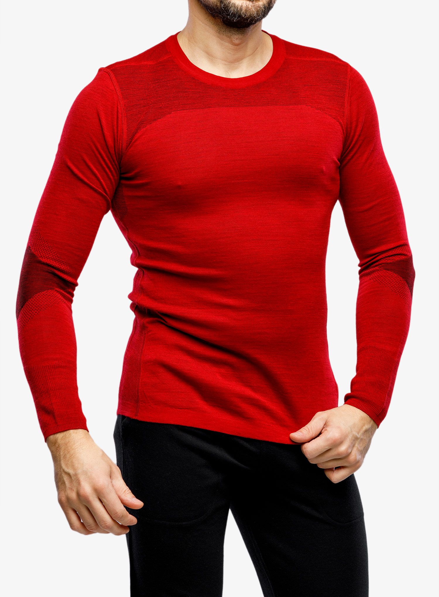Jopica Smartwool Intraknit Thermal Merino Base Layer Crew - rythmic red