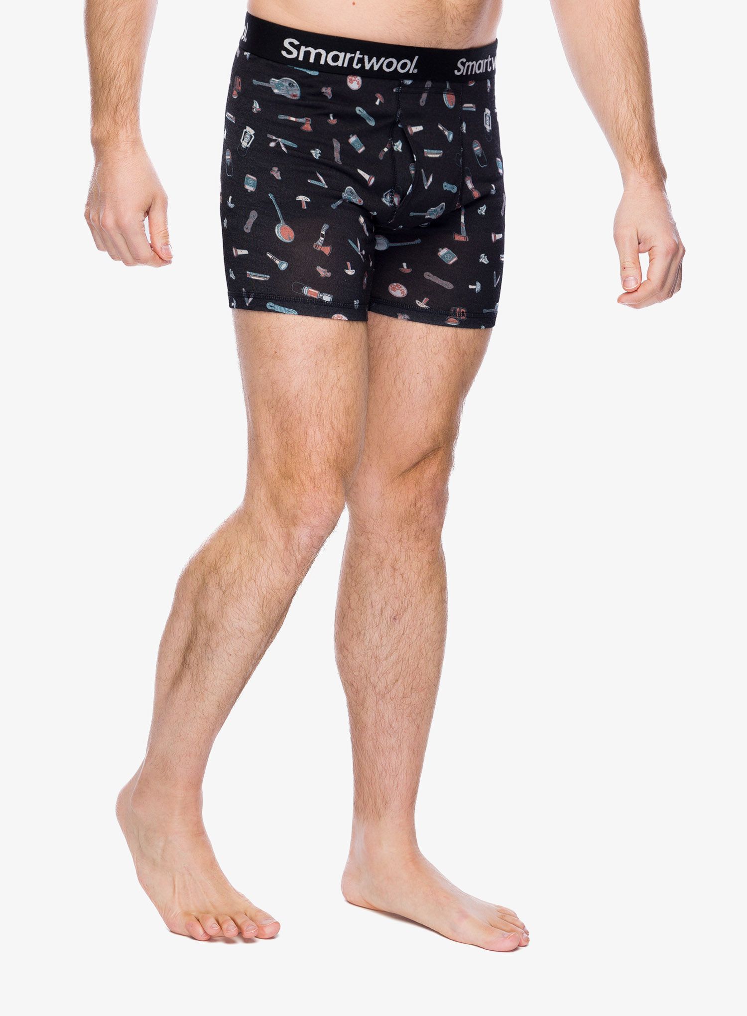 Boksarice Smartwool Merino Print Boxer Brief Boxed - black gone camping