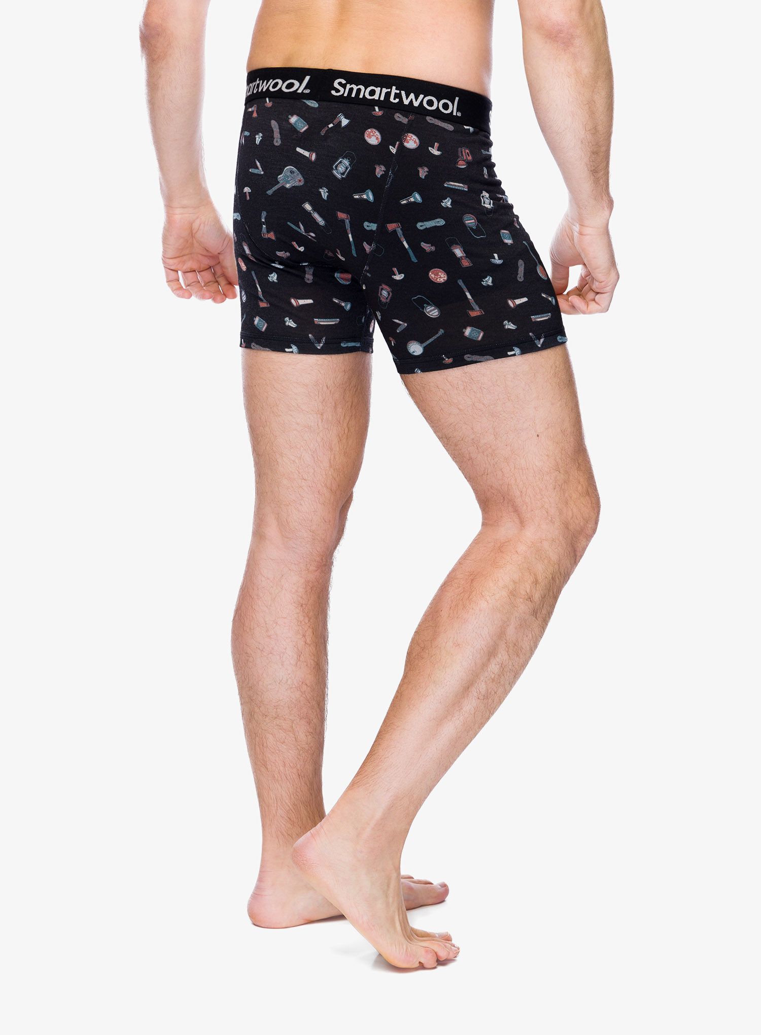 Boksarice Smartwool Merino Print Boxer Brief Boxed - black gone camping