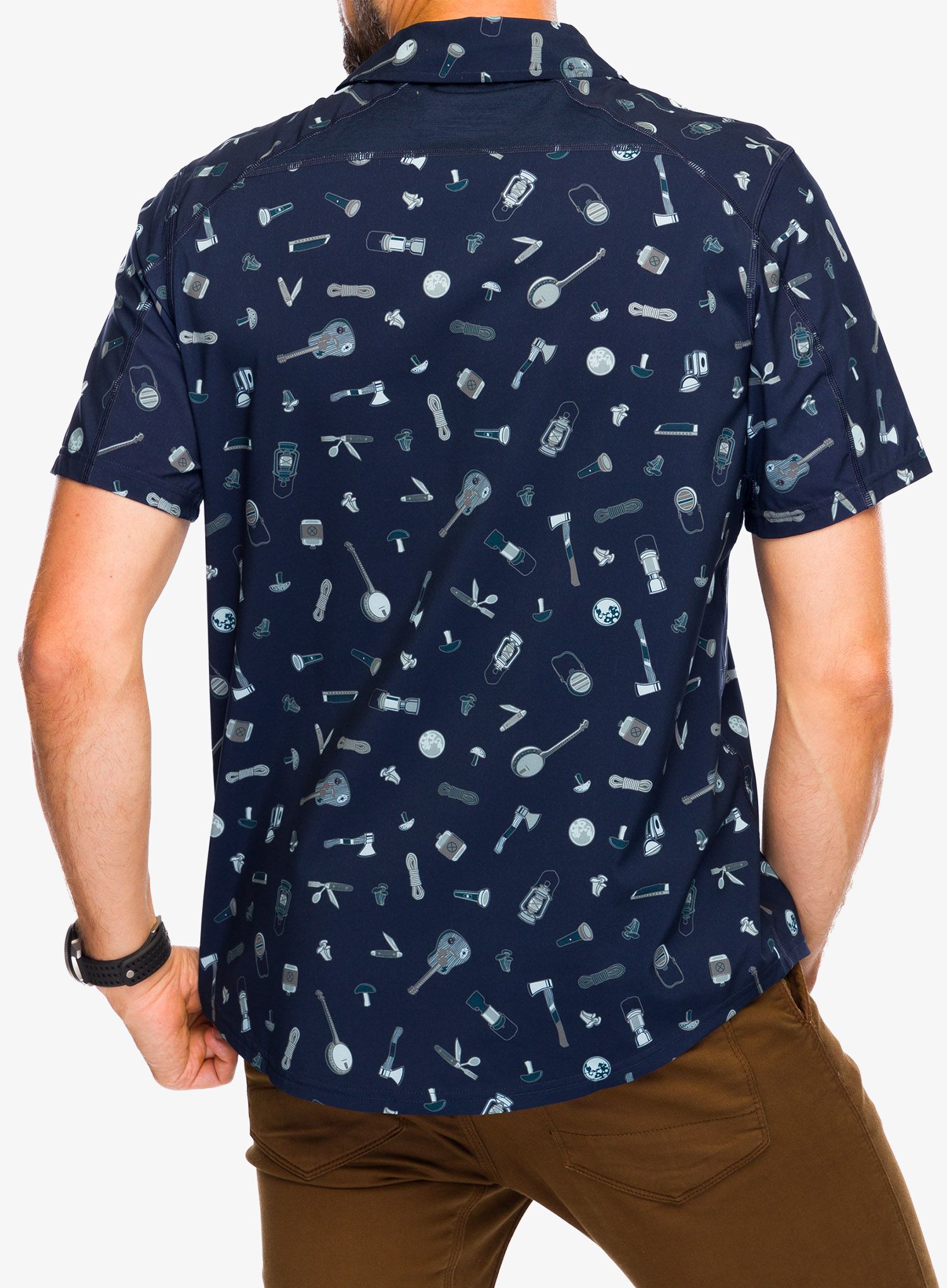 Srajca Smartwool Printed Short Sleeve Button Down - deep navy