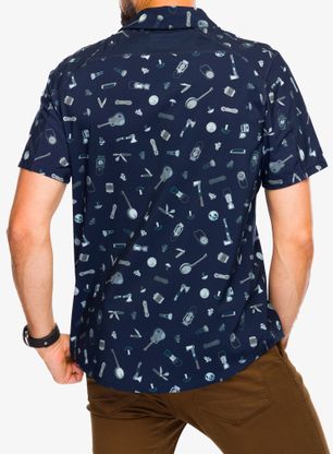 Srajca Smartwool Printed Short Sleeve Button Down - deep navy