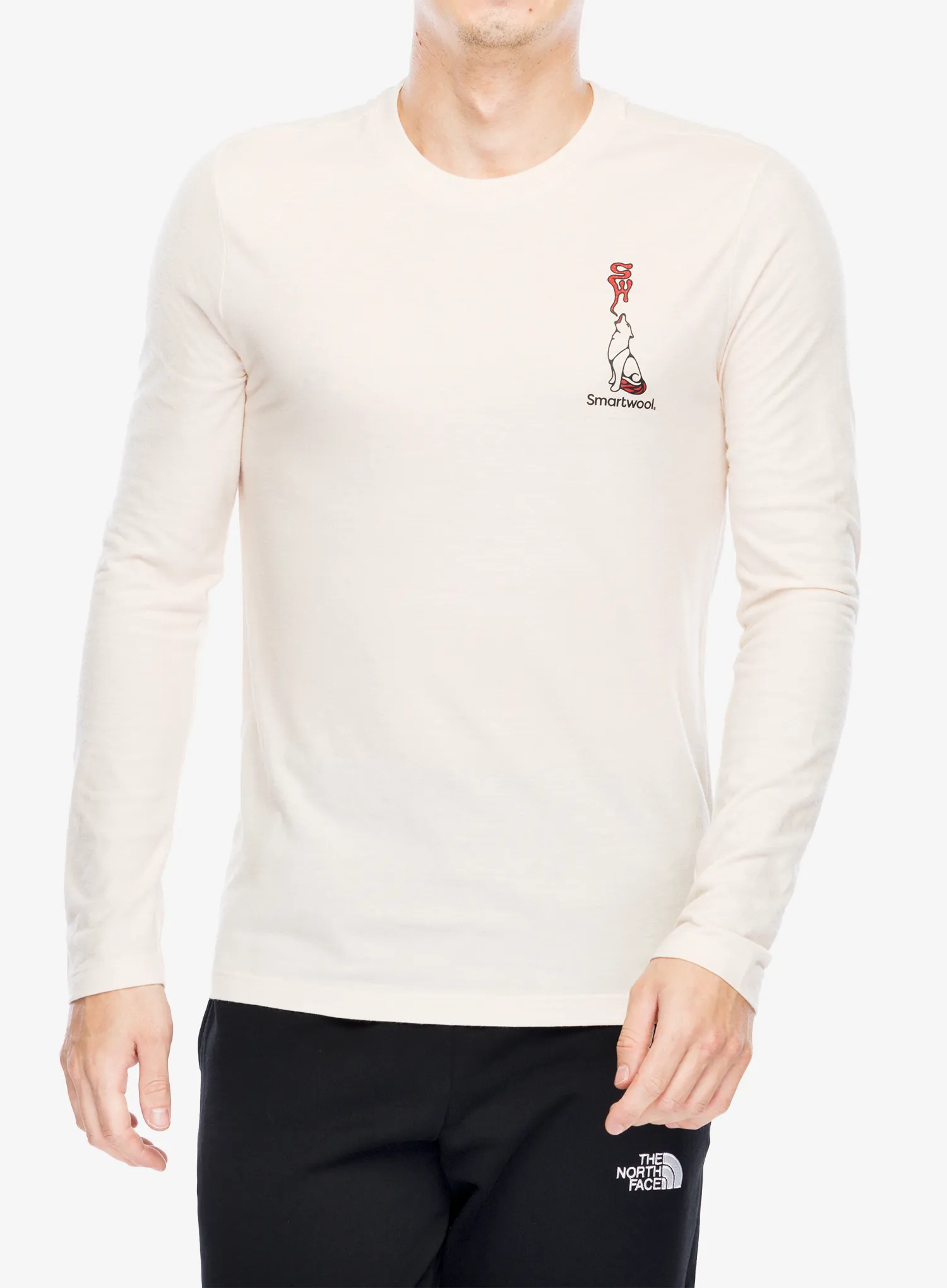 Puloverji brez kapuce Smartwool Ski Circus Graphic Long Sleeve Tee Slim Fit - almond