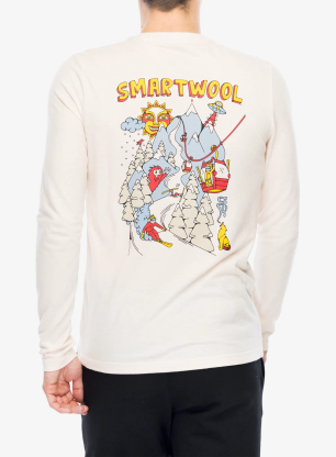 Puloverji brez kapuce Smartwool Ski Circus Graphic Long Sleeve Tee Slim Fit - almond