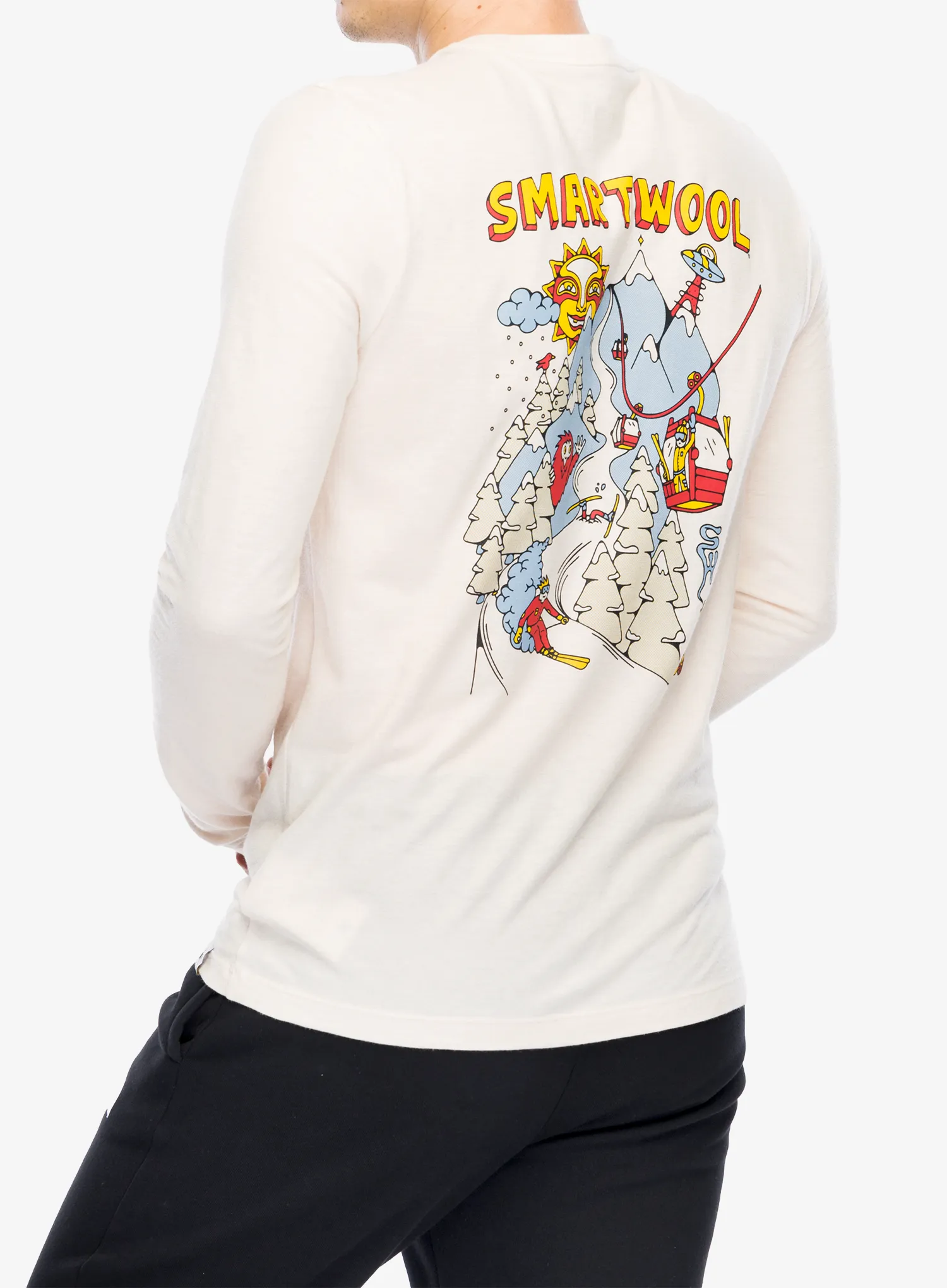 Puloverji brez kapuce Smartwool Ski Circus Graphic Long Sleeve Tee Slim Fit - almond