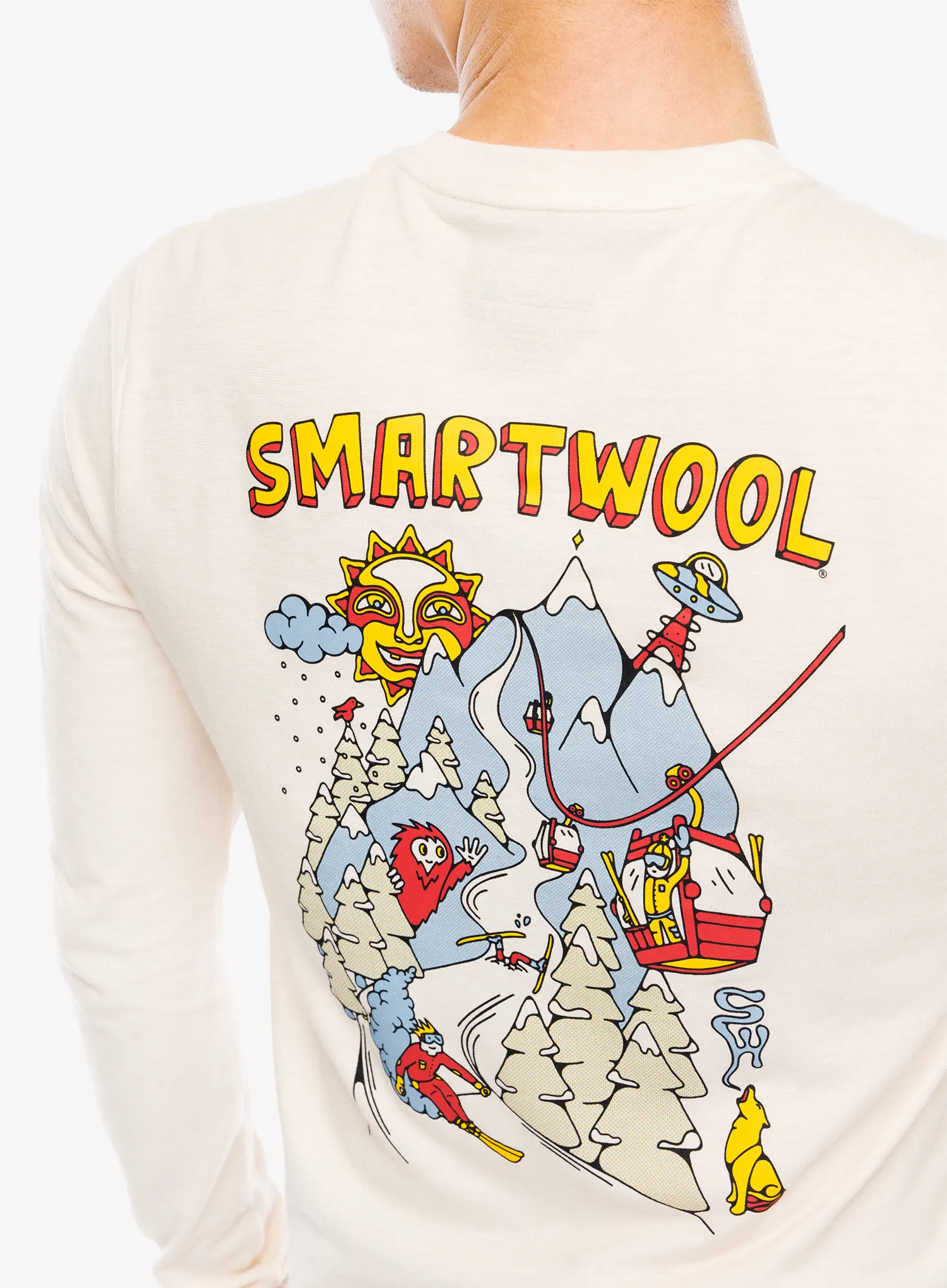 Puloverji brez kapuce Smartwool Ski Circus Graphic Long Sleeve Tee Slim Fit - almond