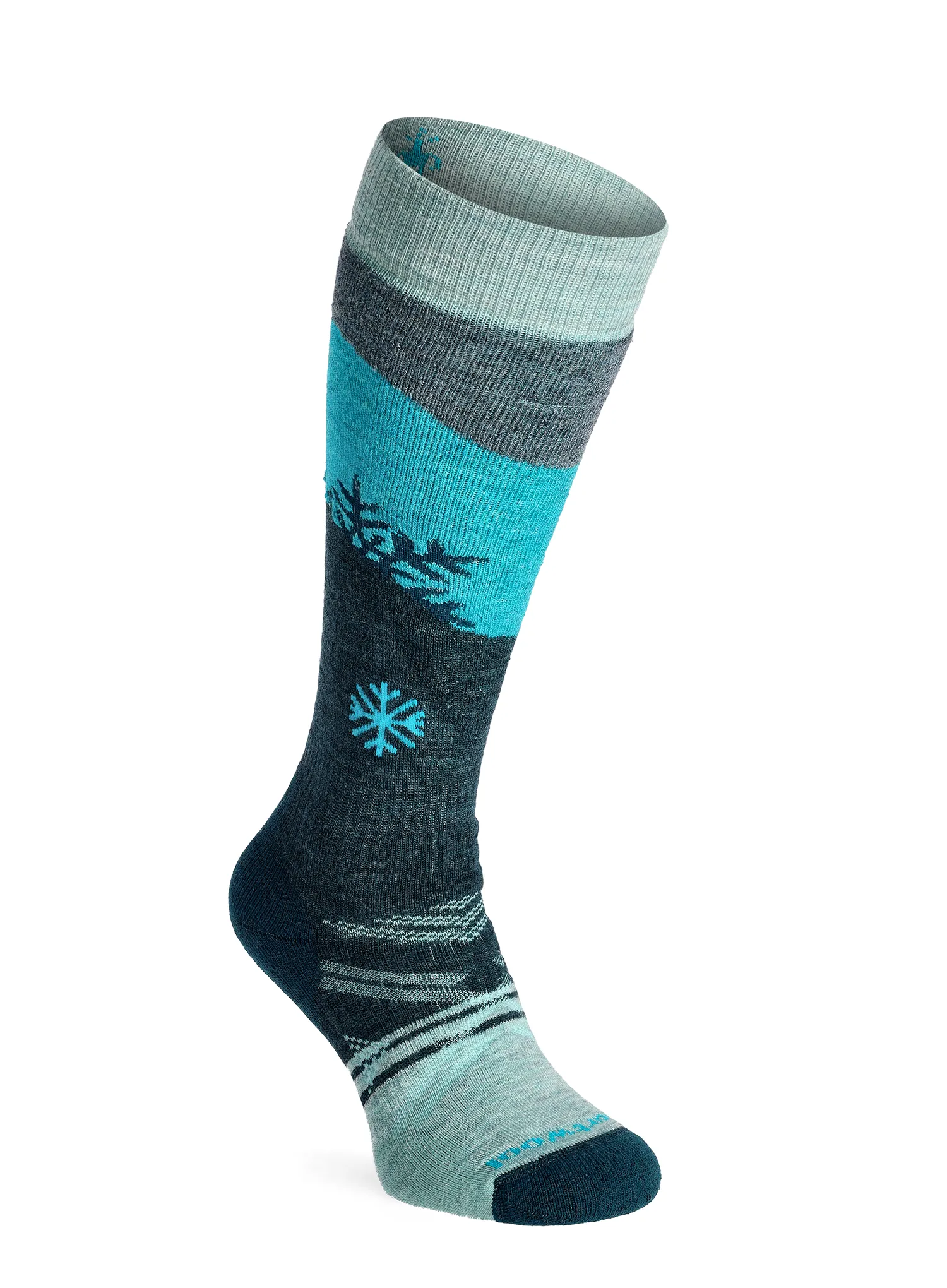 Ženske nogavice Smartwool Ski Full Cushion Snowpocalypse Pattern OTC - frosty green