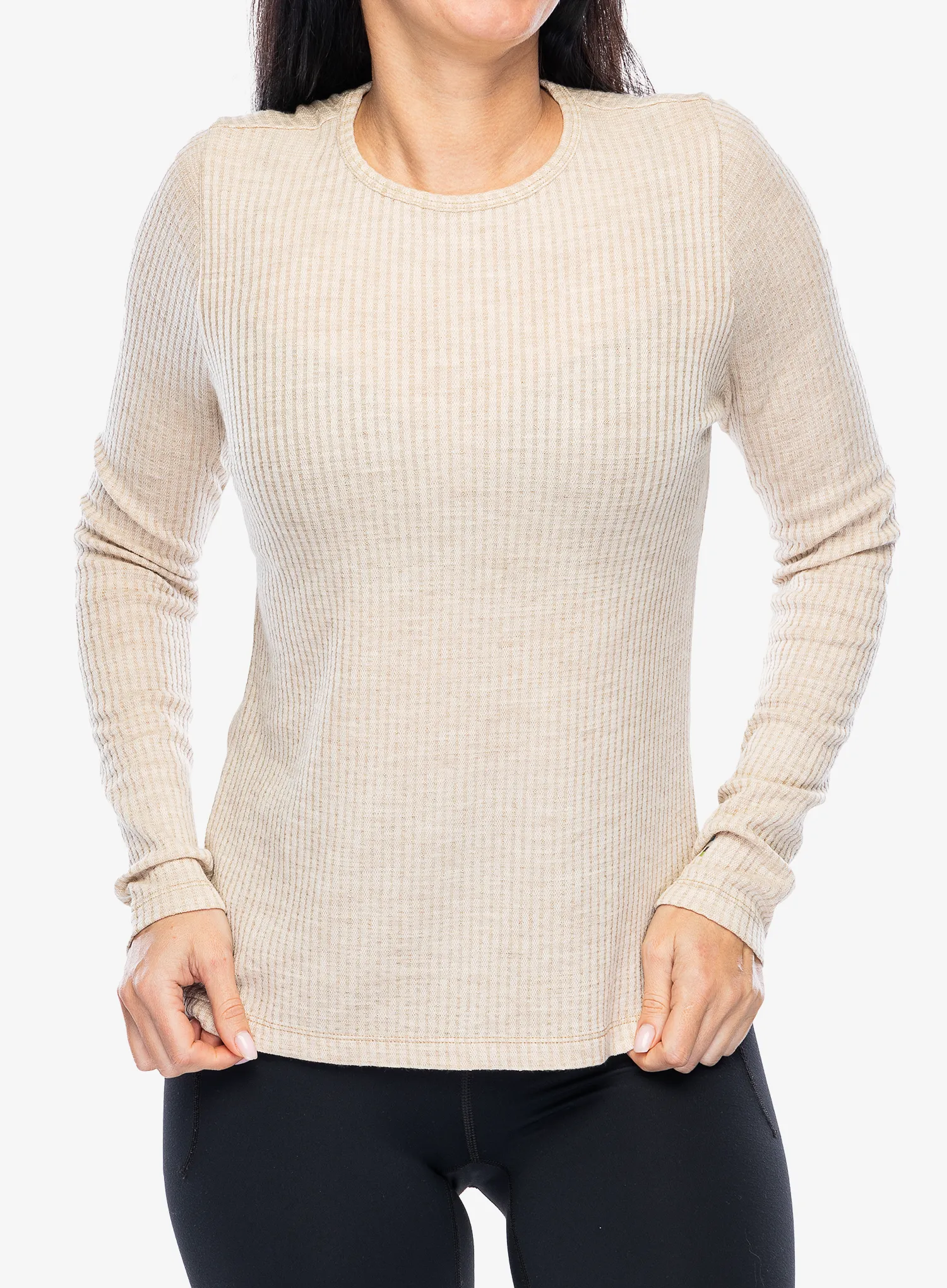 Ženska jopica brez kapuce Smartwool Thermal Merino Rib Crew - toasted coconut h