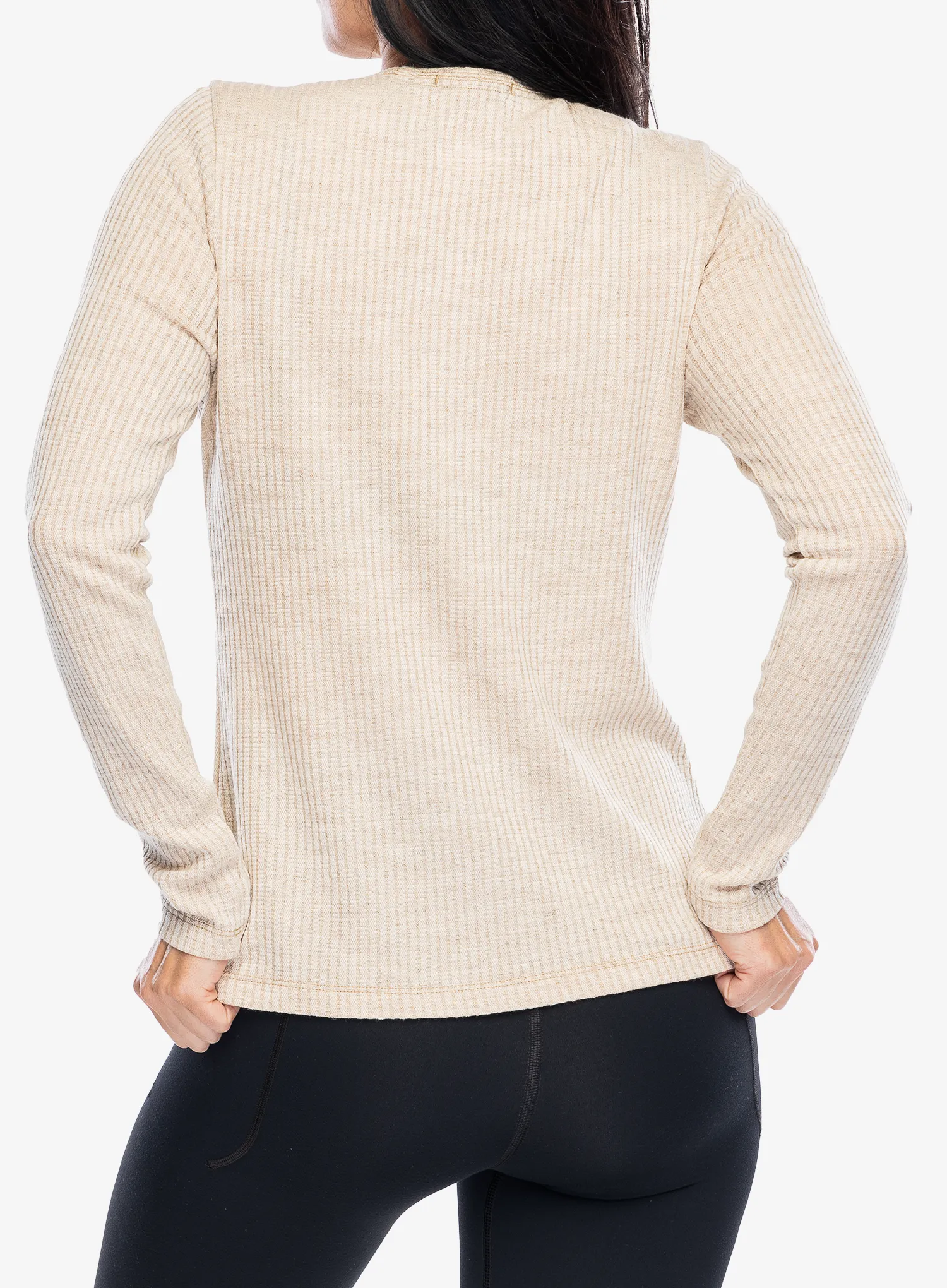 Ženska jopica brez kapuce Smartwool Thermal Merino Rib Crew - toasted coconut h