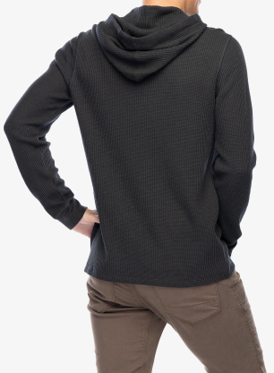 Jopica s kapuco Smartwool Waffle Henley Hoodie - charcoal