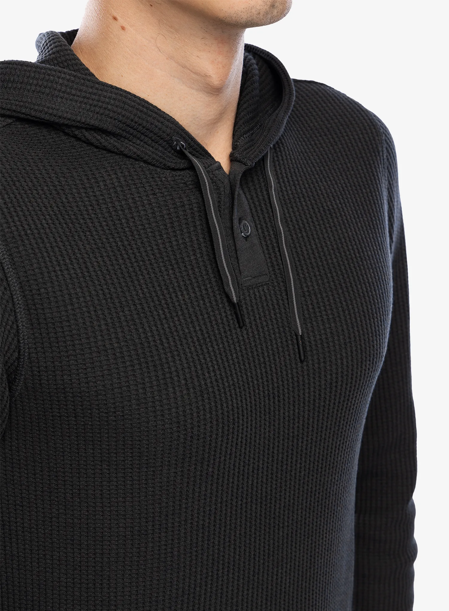 Jopica s kapuco Smartwool Waffle Henley Hoodie - charcoal