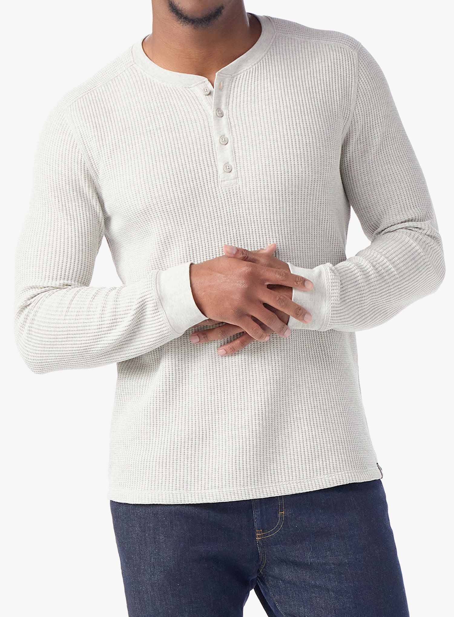 Puloverji brez kapuce Smartwool Waffle Long Sleeve Henley - ash heather