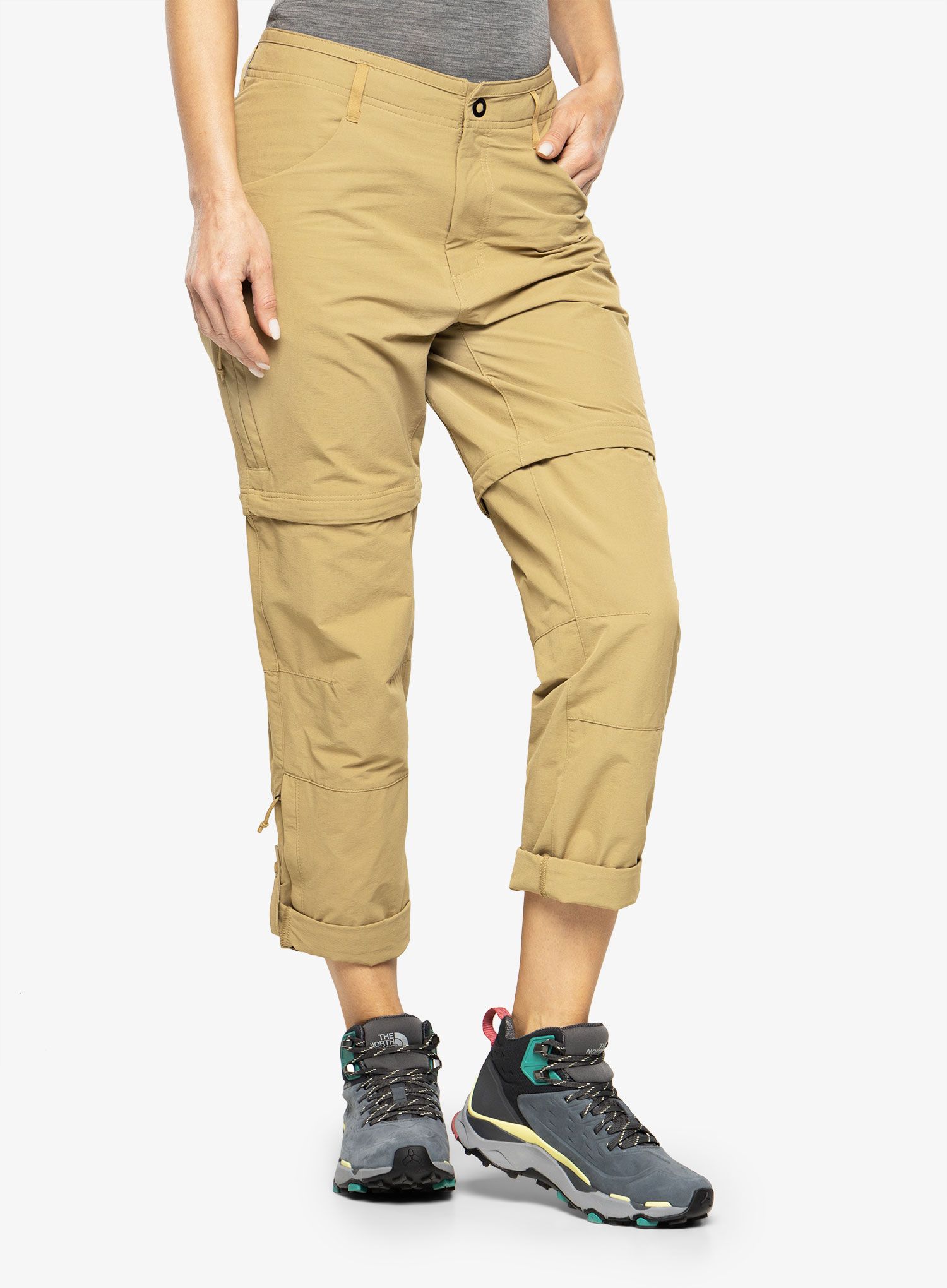 Ženske hlače The North Face Exploration Conv Reg Straight Pant - kelp tan