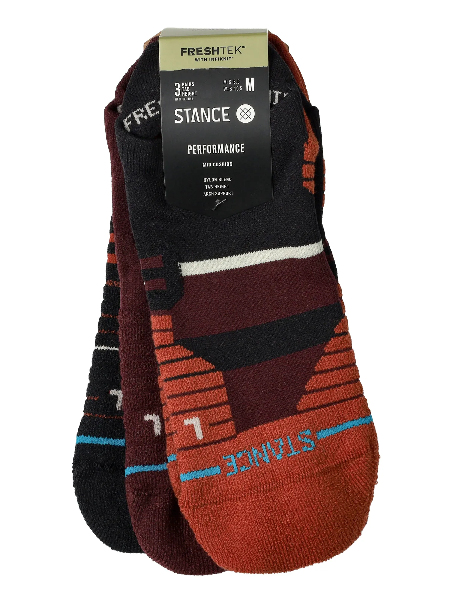 Nogavice Stance Cavern Mid Tab 3-Pack - wine