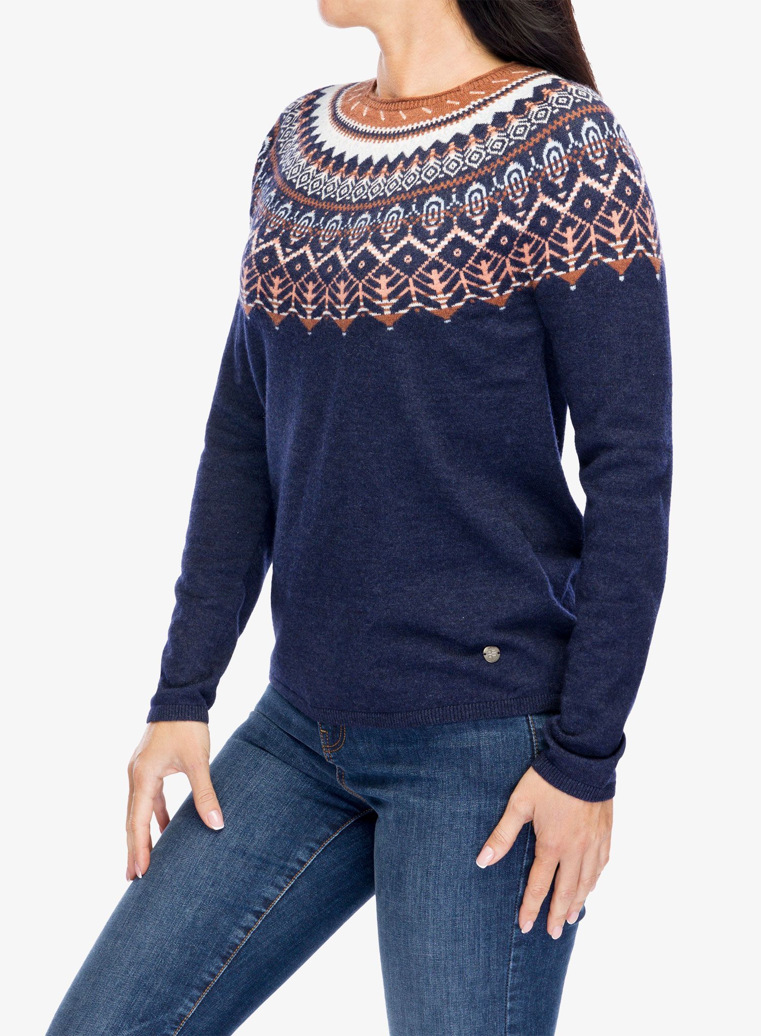 Ženski pulover Royal Robbins Westlands Fairisle Crew - deep blue mariposa pt