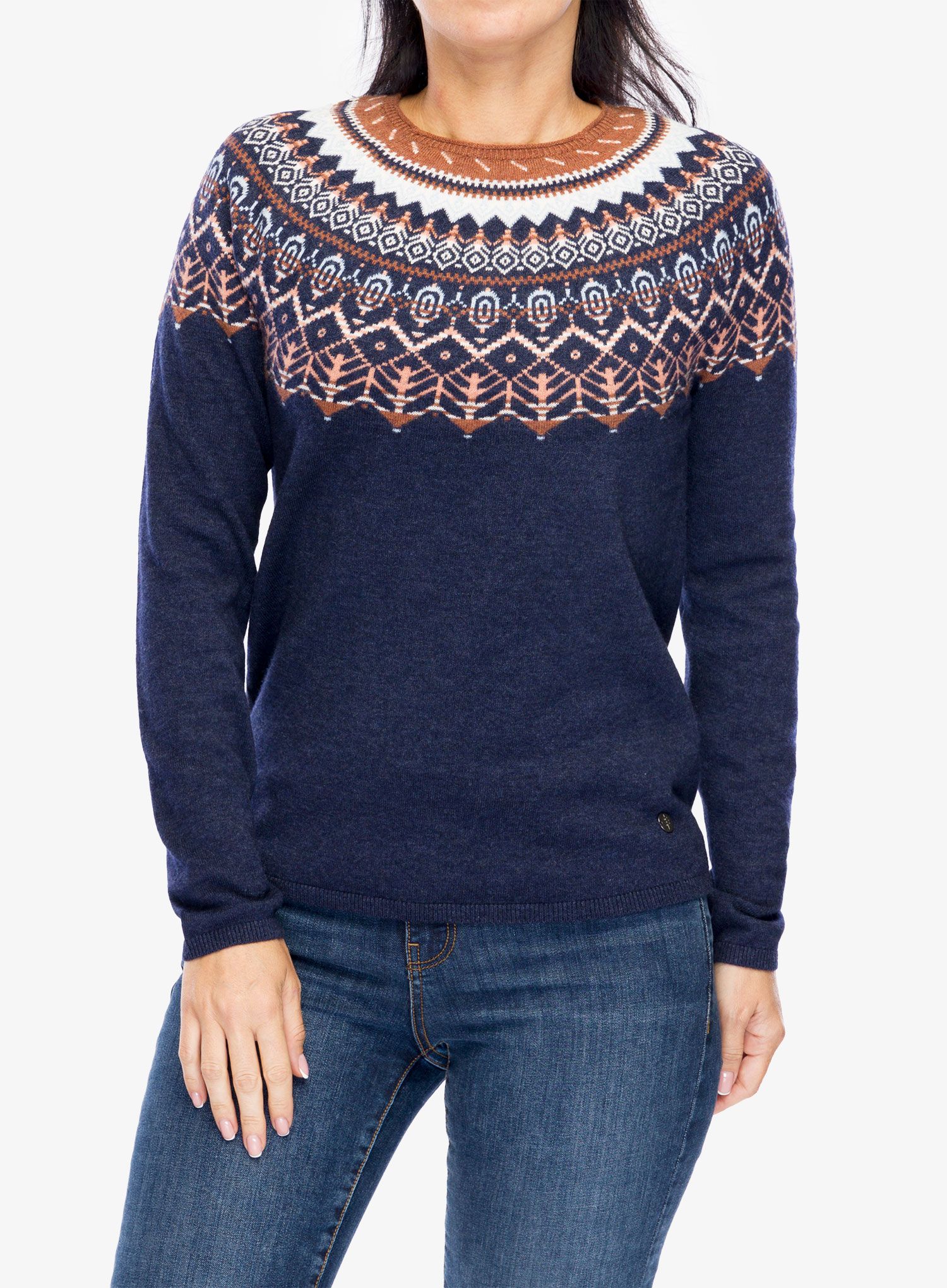 Ženski pulover Royal Robbins Westlands Fairisle Crew - deep blue mariposa pt