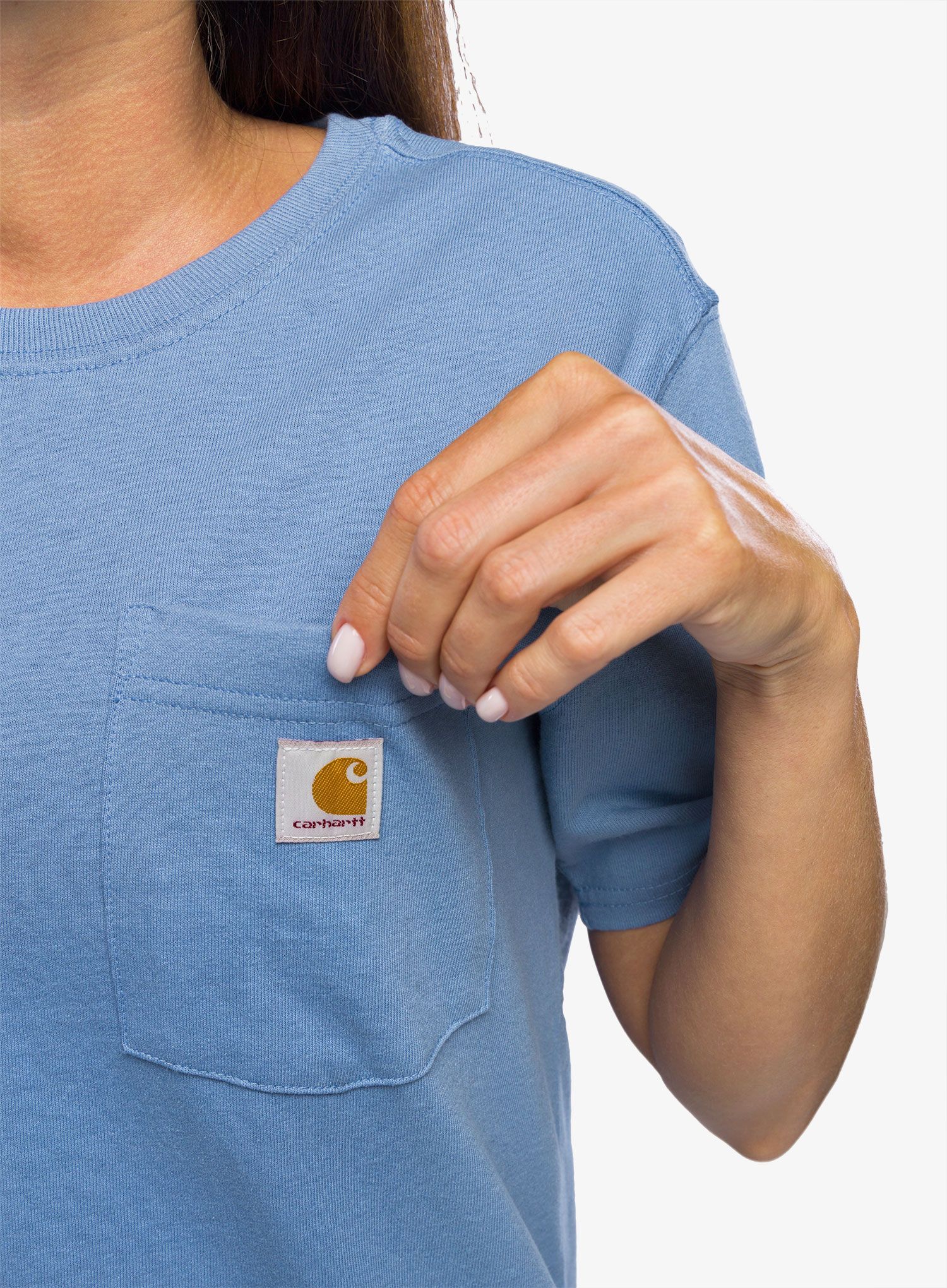 Ženska bombažna majica Carhartt Workwear Pocket S/S T-Shirt - skystone