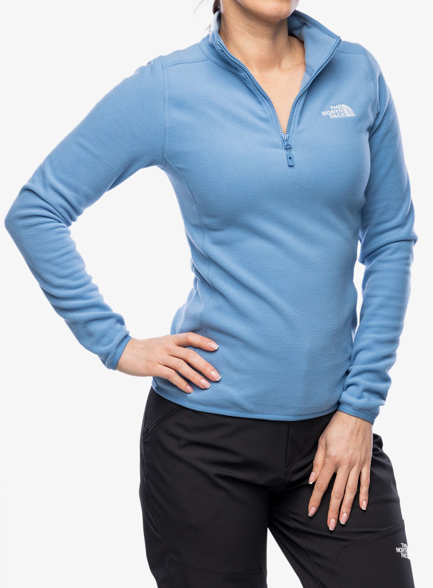Ženska jopica brez kapuce The North Face 100 Glacier 1/4 Zip - indigo stone