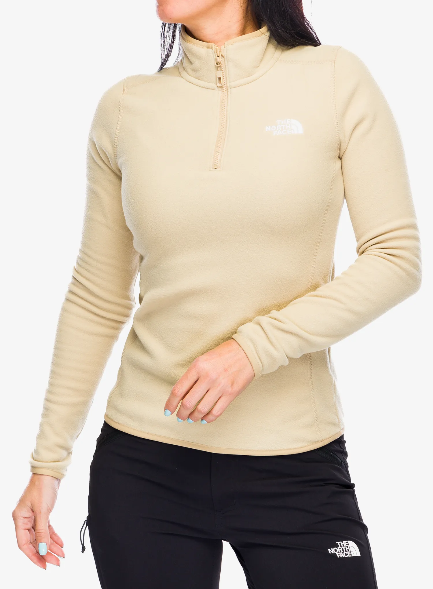 Ženski flis The North Face 100 Glacier 1/4 Zip - khaki stone
