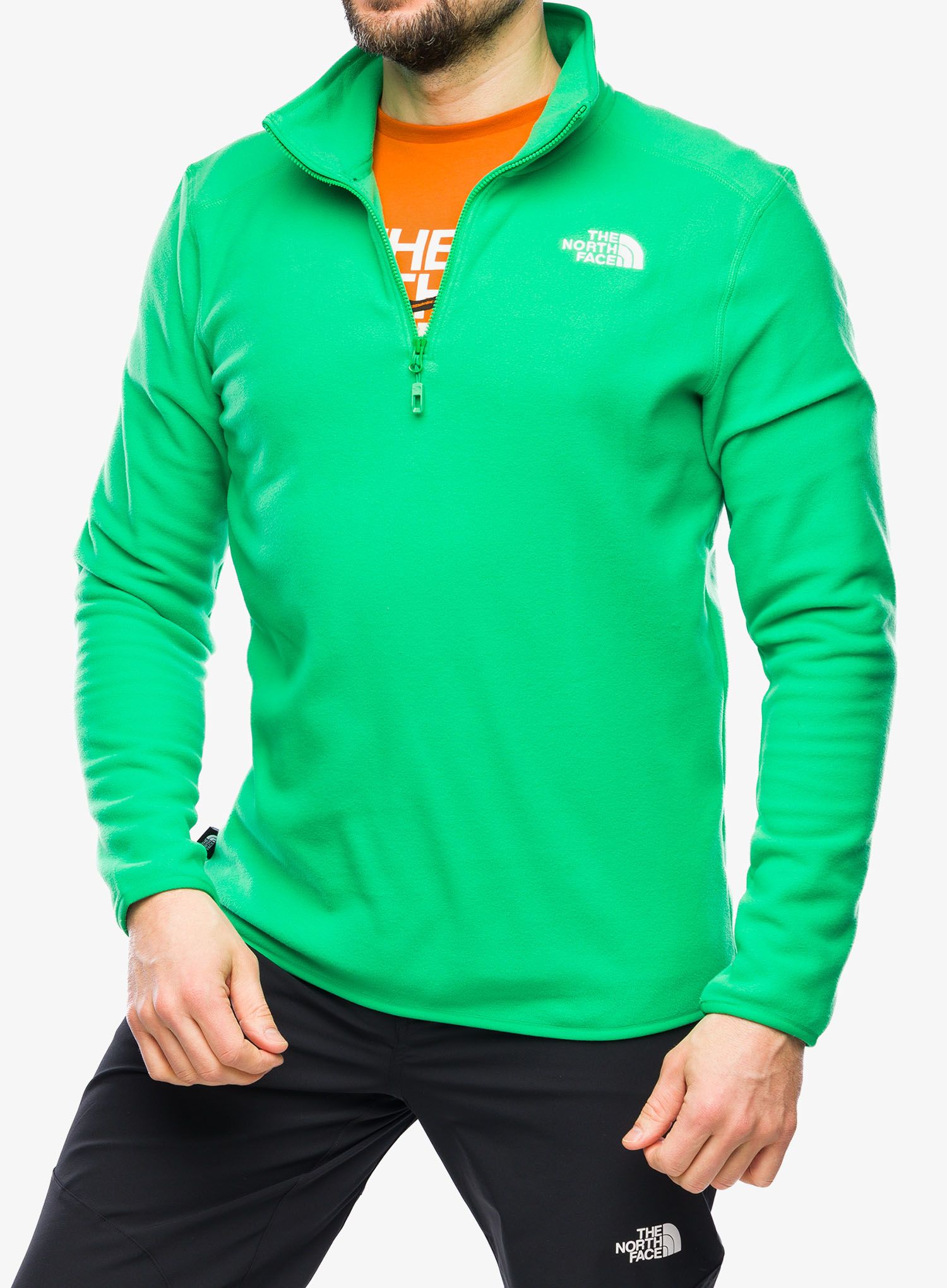 Jopica z zadrgo The North Face 100 Glacier 1/4 Zip - optic emerald