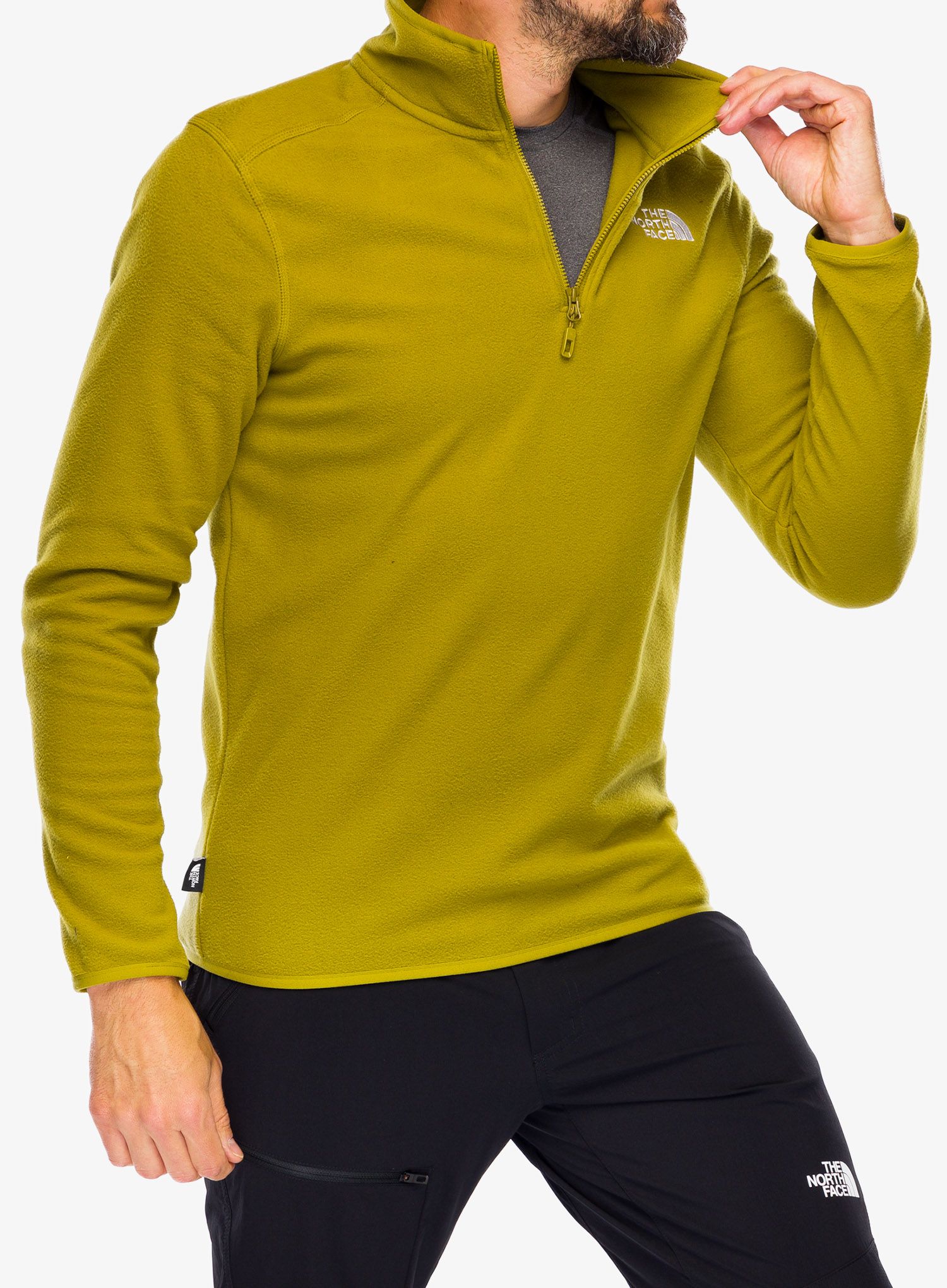 Flis The North Face 100 Glacier 1/4 Zip - sulphur moss