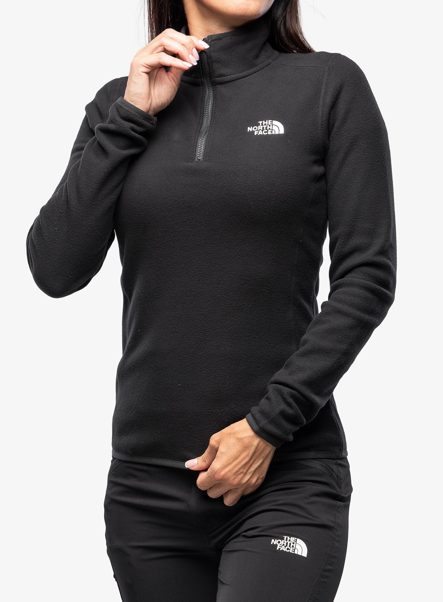 Ženska jopa The North Face 100 Glacier 1/4 Zip - tnf black