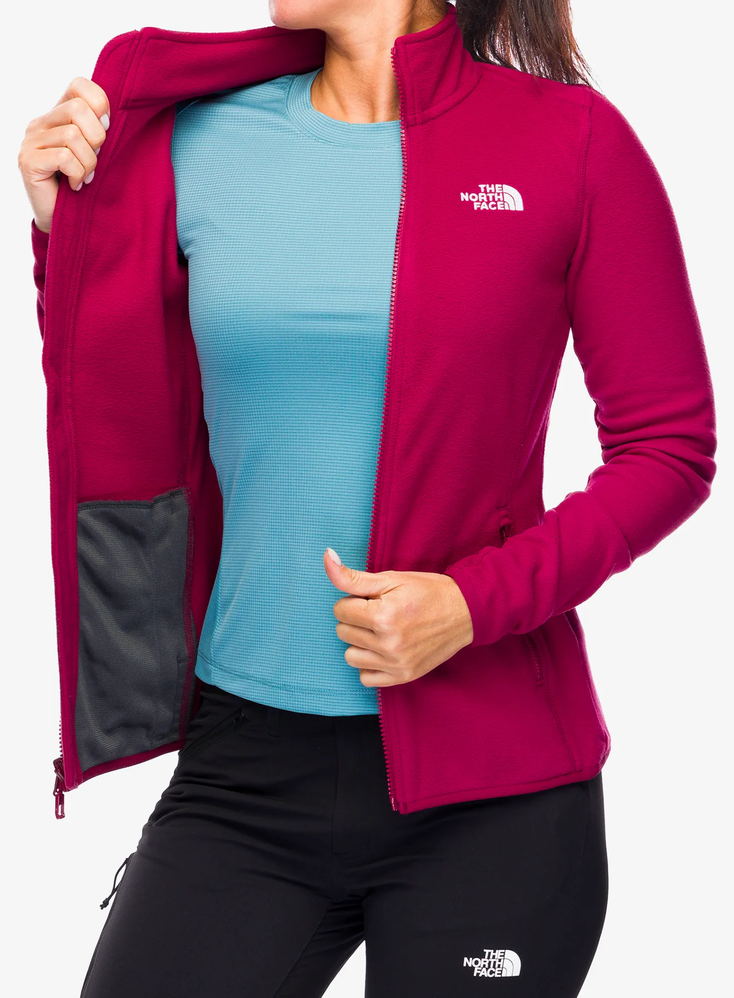 Ženski flis The North Face 100 Glacier FZ - beetroot