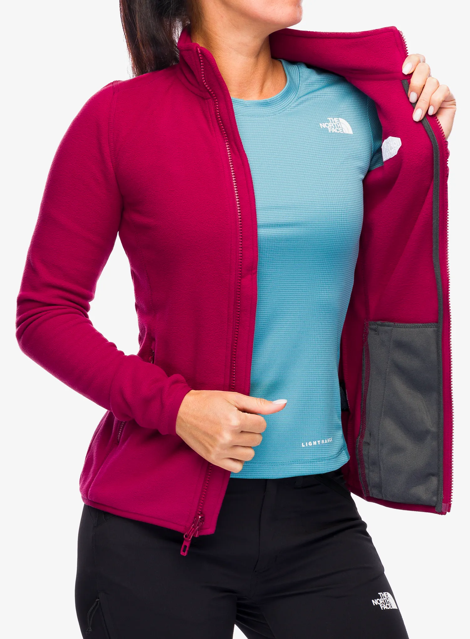Ženski flis The North Face 100 Glacier FZ - beetroot