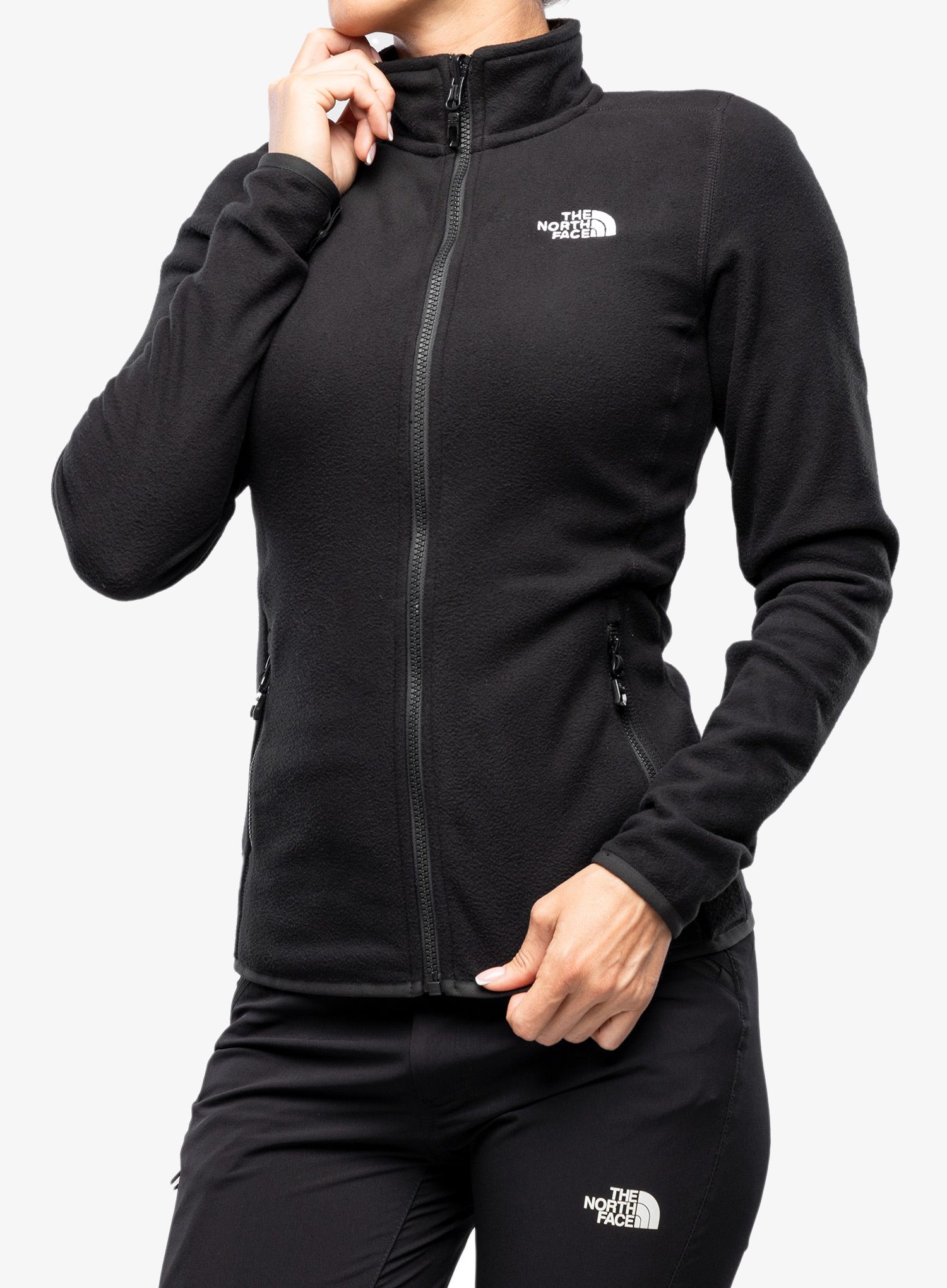 Ženska jopica brez kapuce The North Face 100 Glacier FZ - tnf black