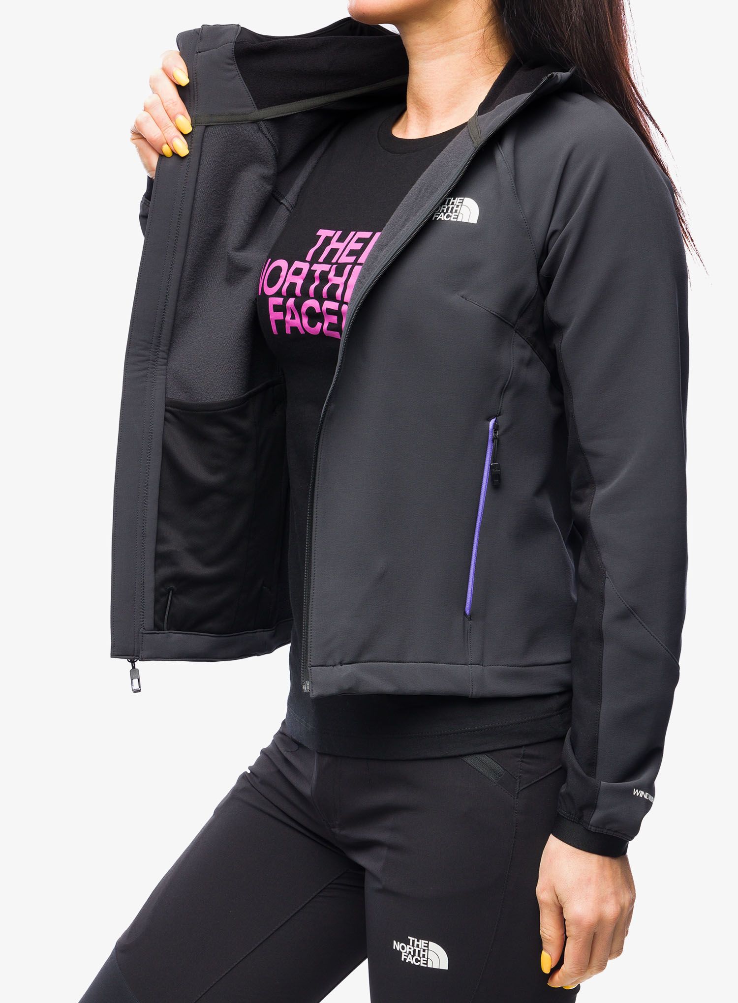 Ženska jakna The North Face AO Softshell Hoodie - asphalt grey/tnf black