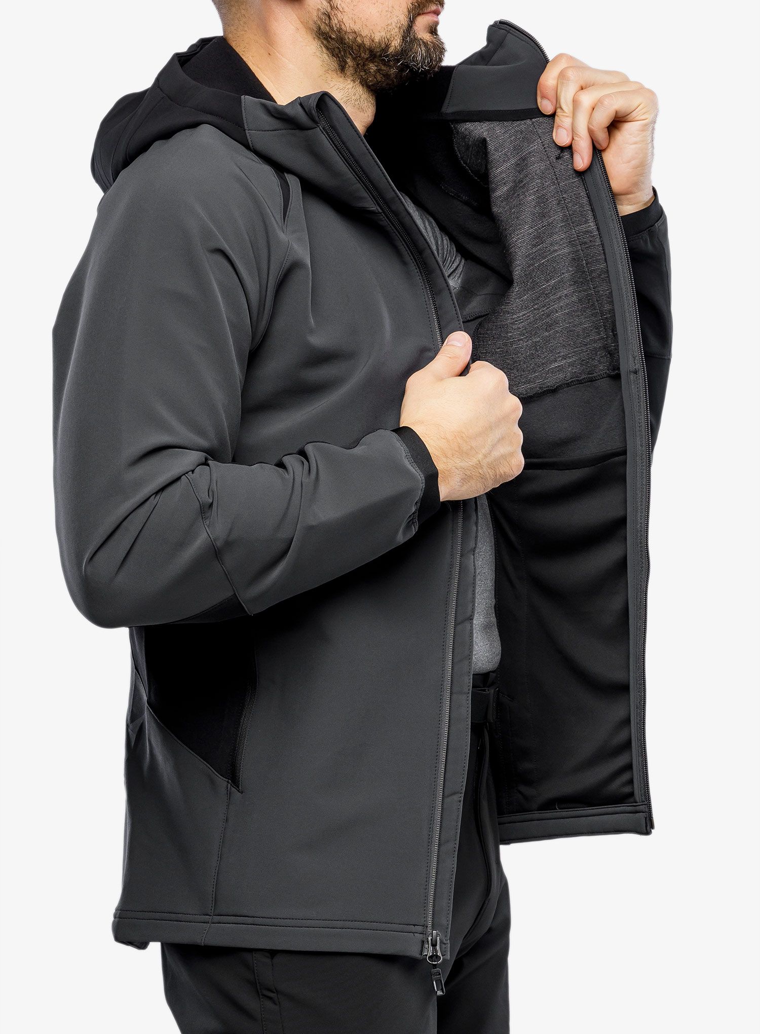 Moška jakna The North Face Ao Softshell Hoodie - asphaltgrey/tnfblk/tnfblk