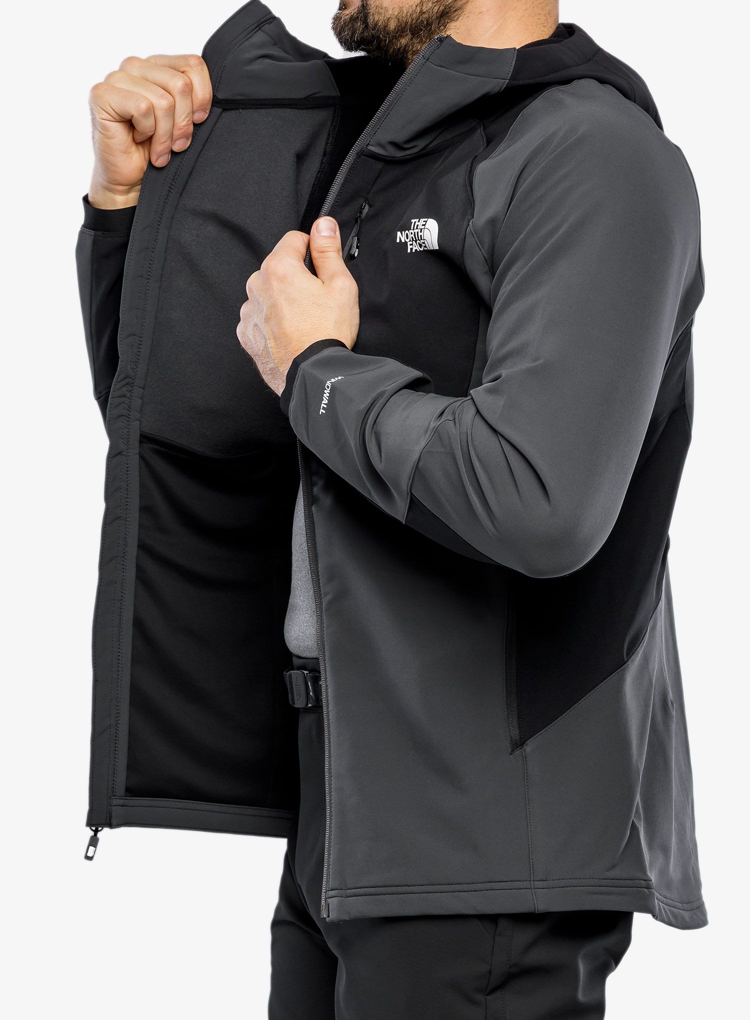 Moška jakna The North Face Ao Softshell Hoodie - asphaltgrey/tnfblk/tnfblk