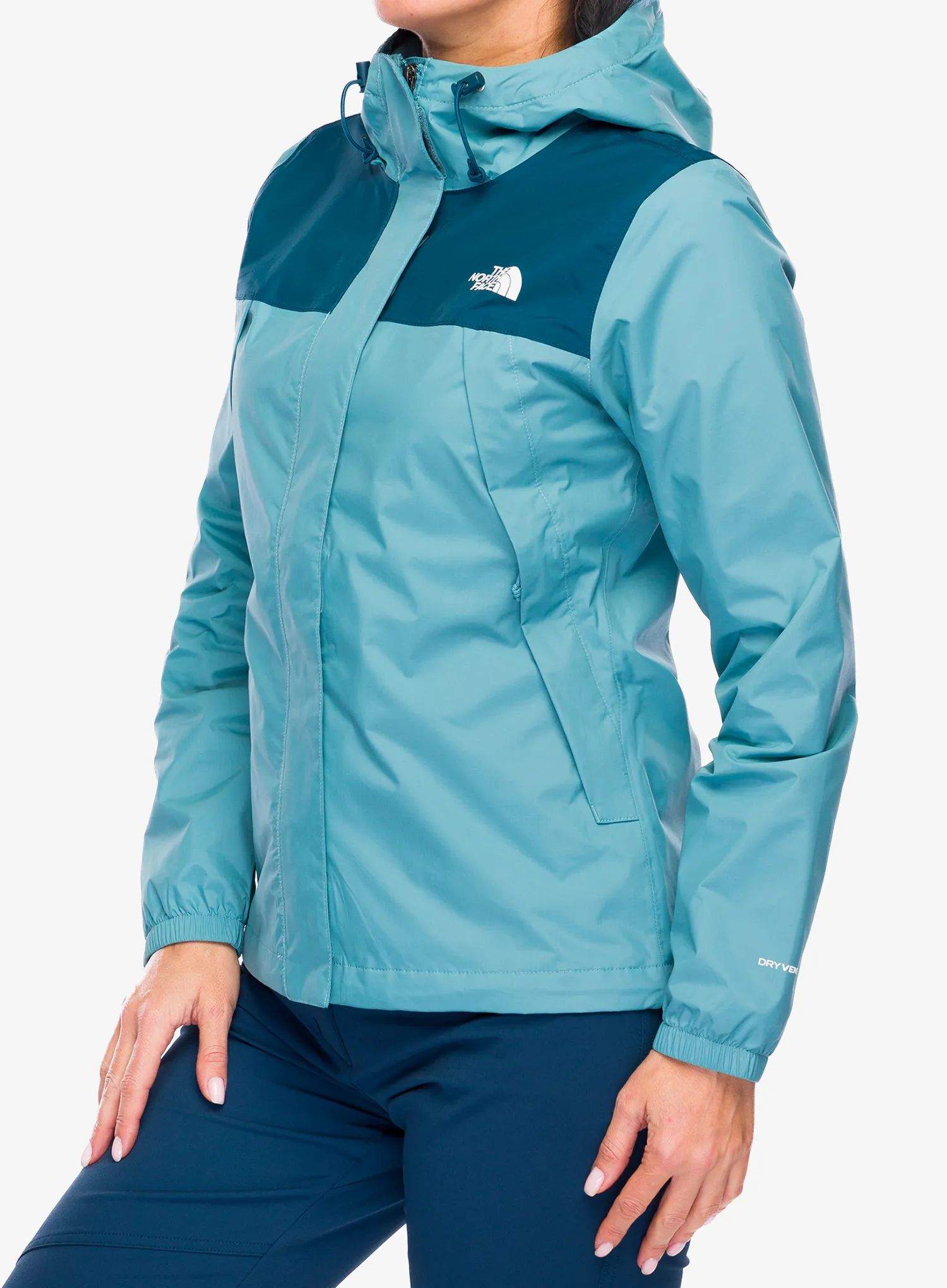 Ženska nepremočljiva jakna The North Face Antora Jacket - algae blue/midnight petrol