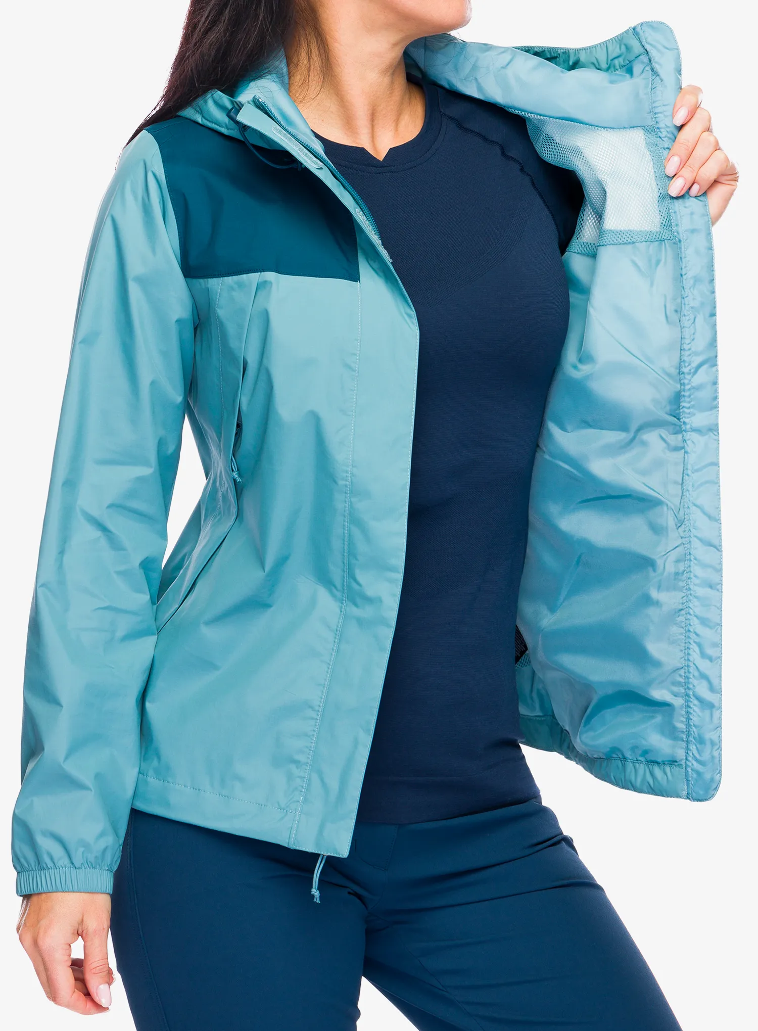 Ženska nepremočljiva jakna The North Face Antora Jacket - algae blue/midnight petrol