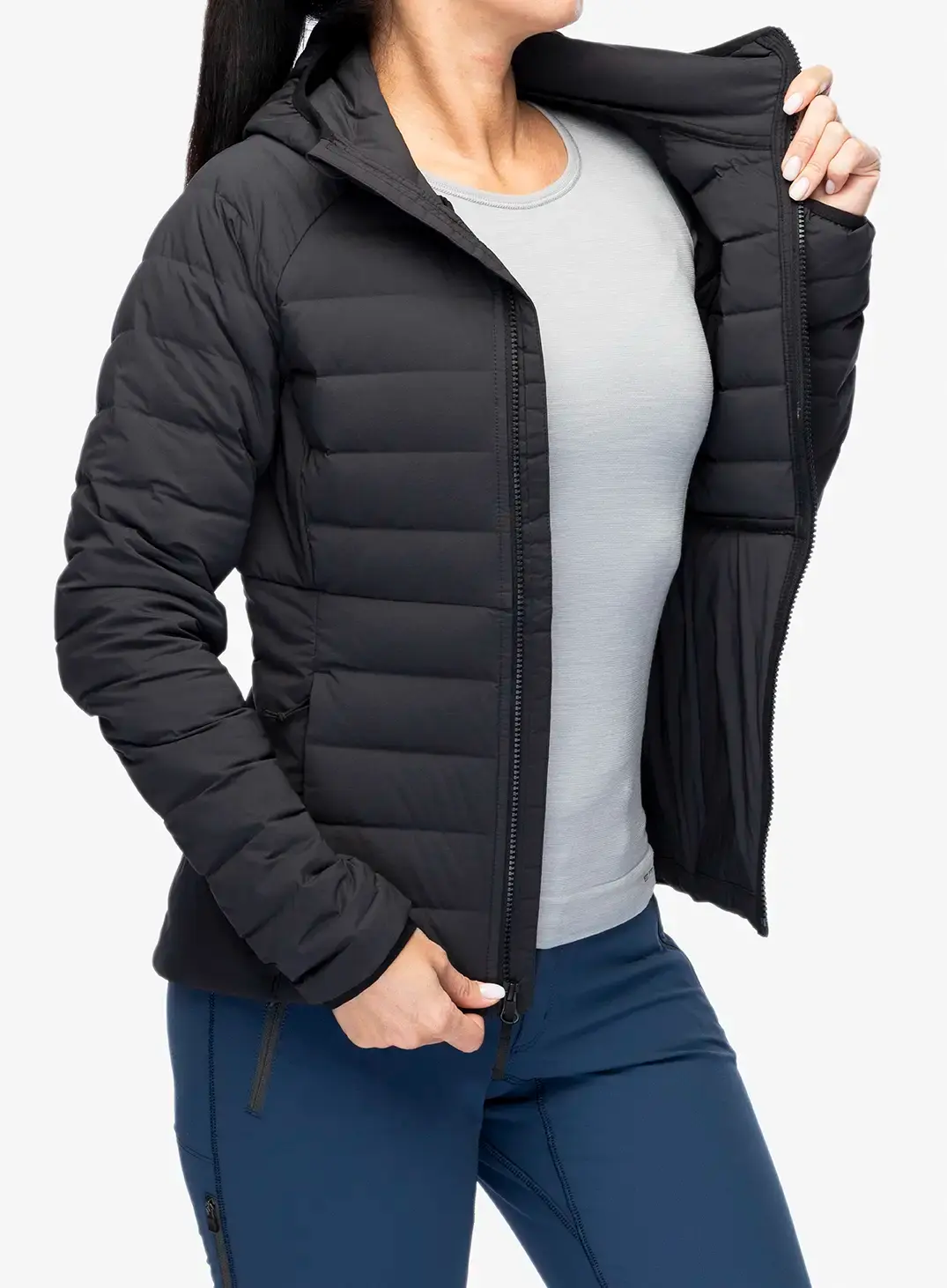 Ženska puhovka The North Face Belleview Stretch Down Hoodie - tnf black