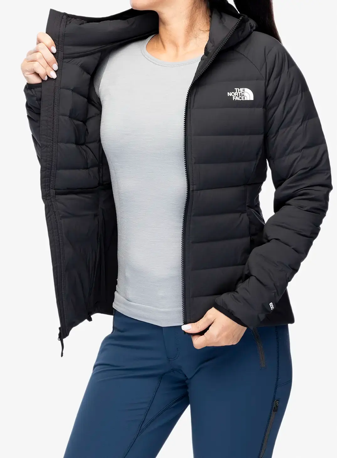 Ženska puhovka The North Face Belleview Stretch Down Hoodie - tnf black