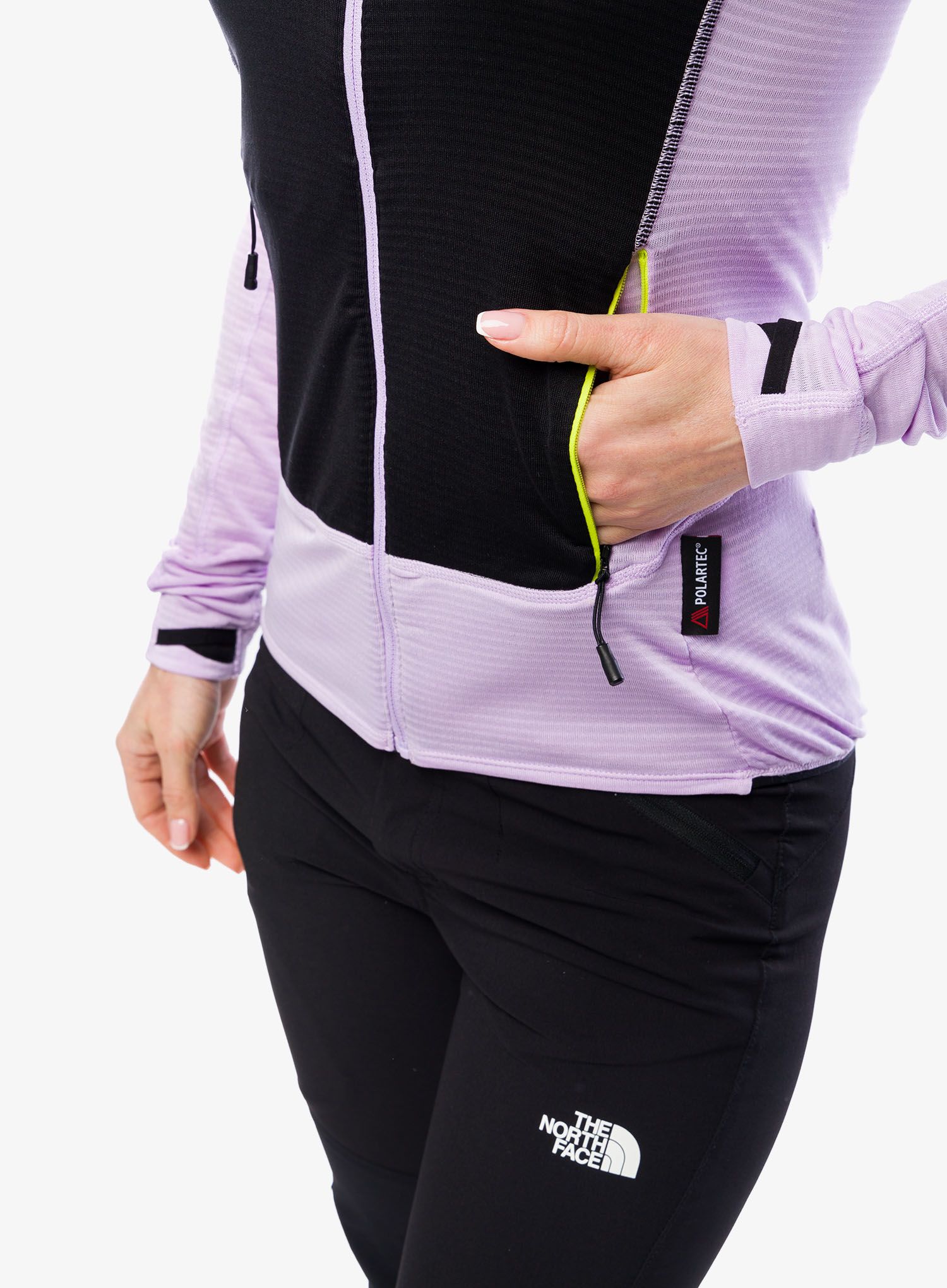Ženska jopica The North Face Bolt Polartec Hoodie - lite lilac/black