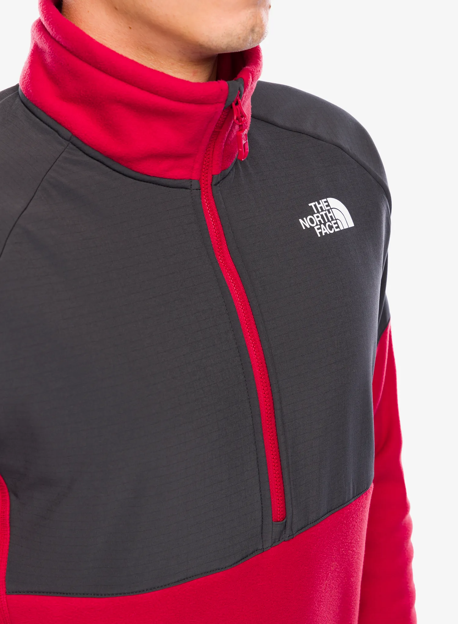 Puloverji brez kapuce The North Face Glacier Heavyweight 1/2 Zip - garnet red/asphalt grey