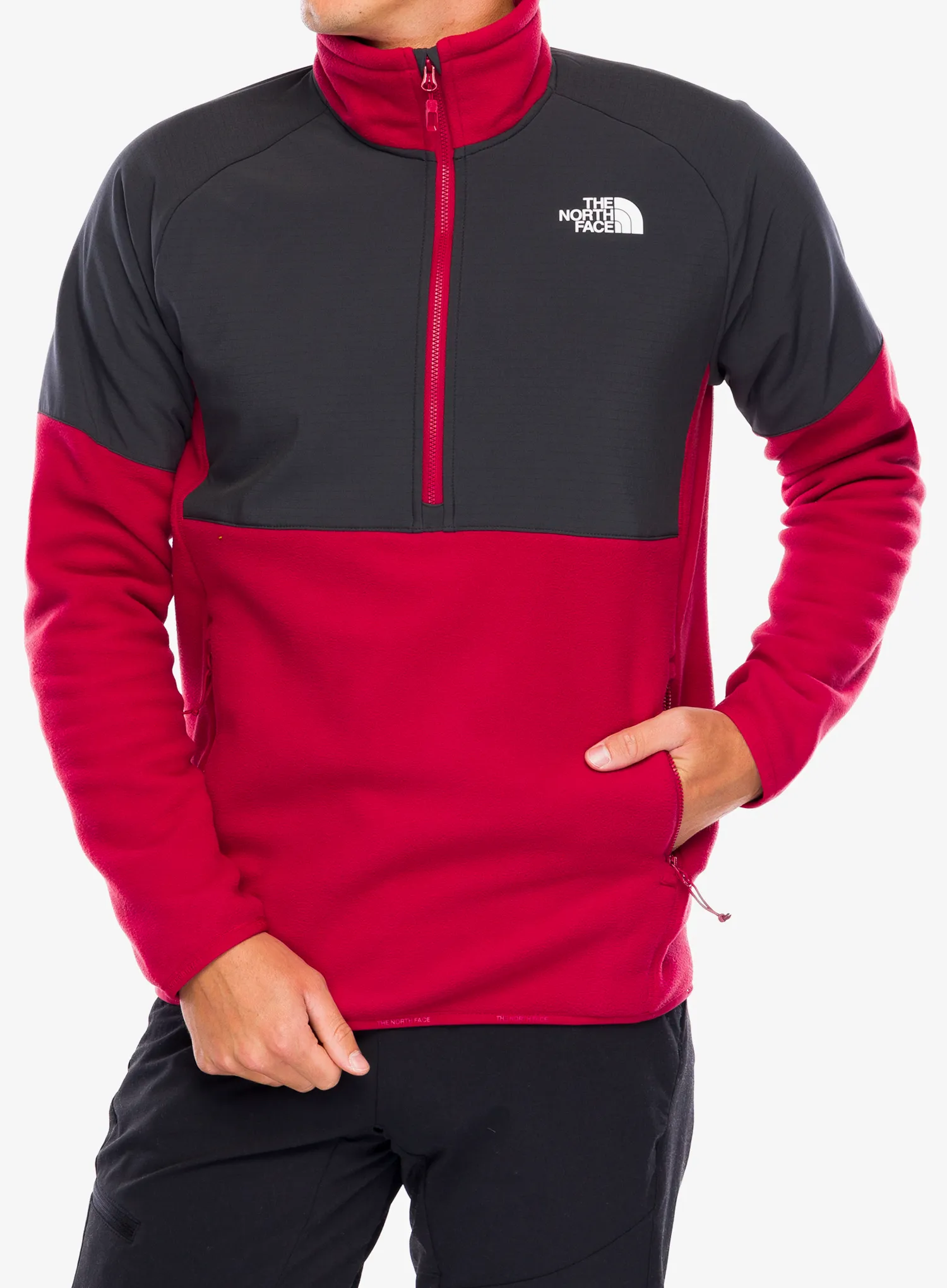 Puloverji brez kapuce The North Face Glacier Heavyweight 1/2 Zip - garnet red/asphalt grey
