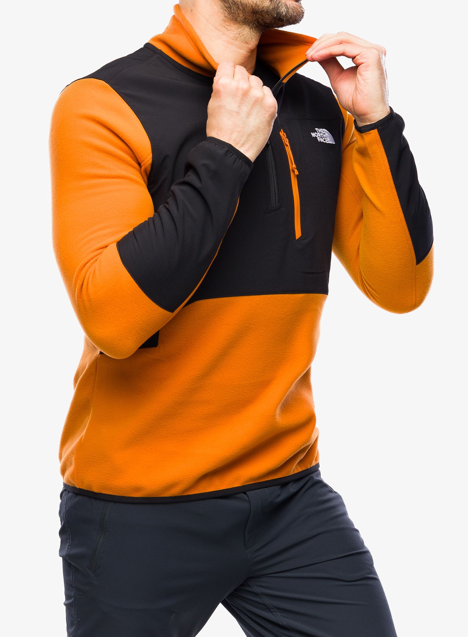 Flis The North Face Glacier Pro 1/4 Zip - desert rust/tnf black